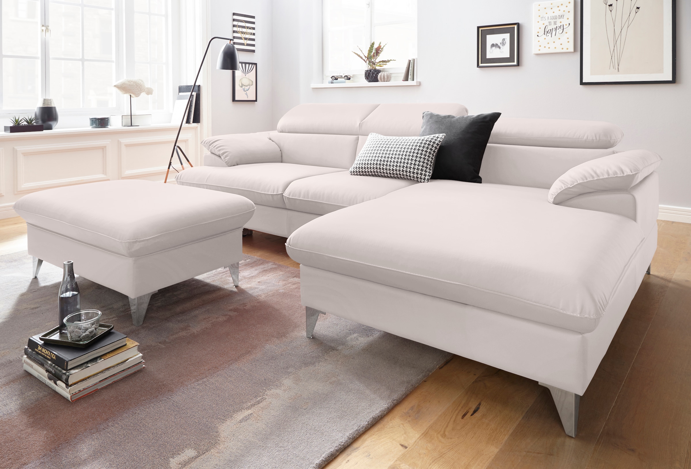 COTTA Ecksofa »Caluso L-Form«, inklusive Kopfteilverstellung, wahlweise mit Bettfunktion