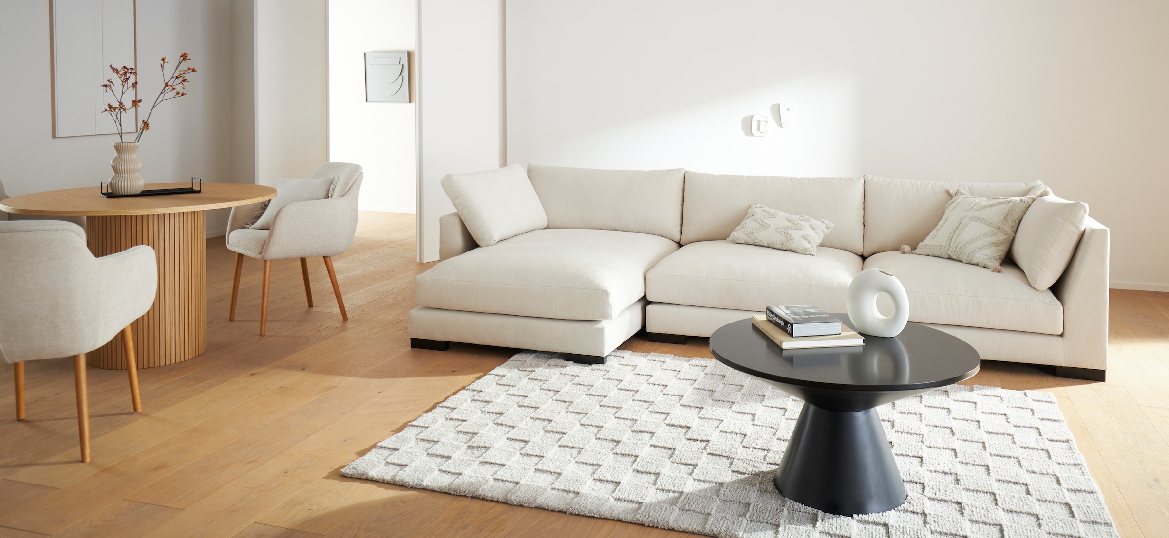 LeGer Home by Lena Gercke Couchtisch »NADYA«, aus schwarzen MDF Holz, zylinderförmiger Fuss