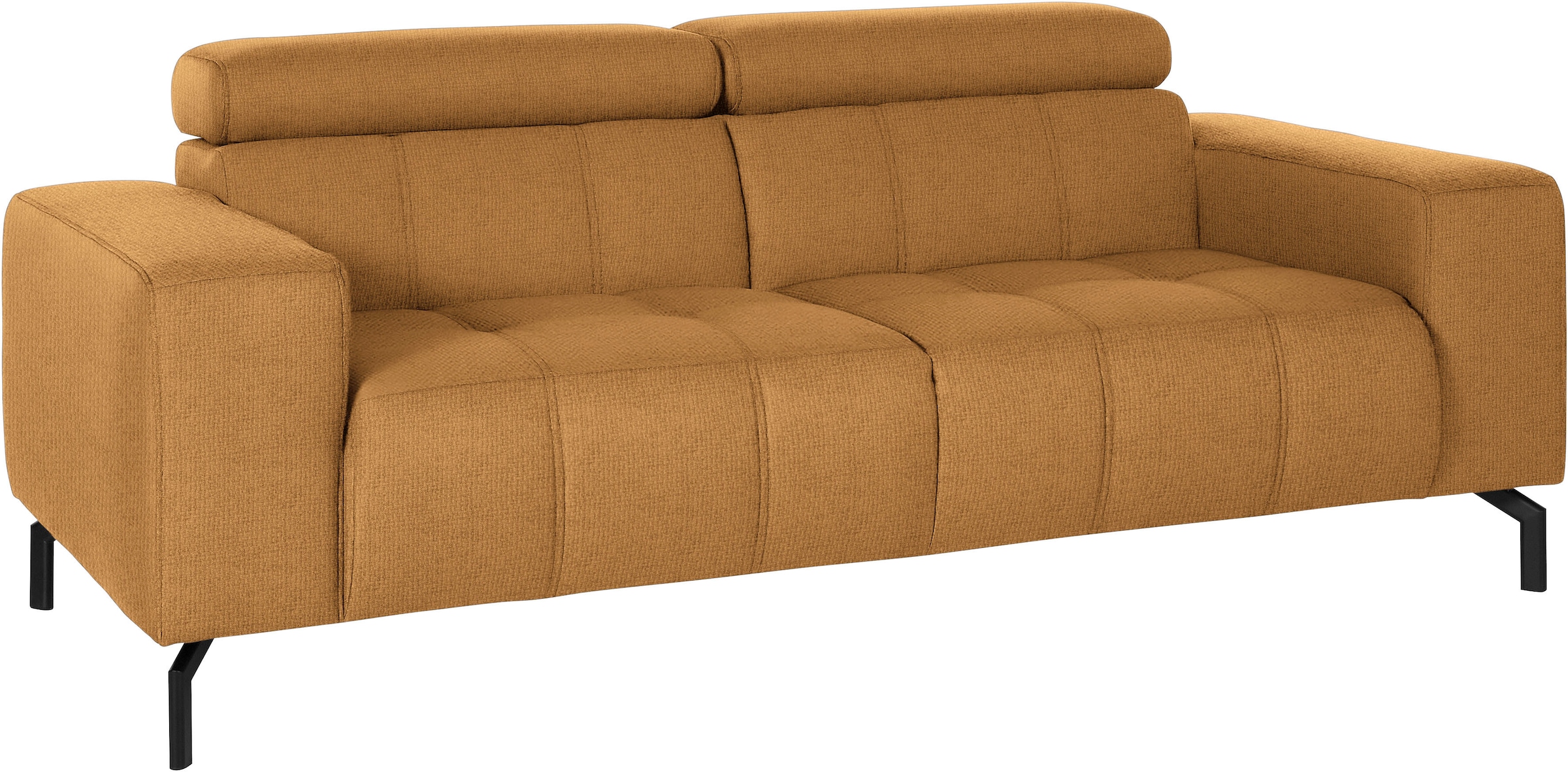 DOMO collection 2-Sitzer "Cunelli, moderne Sitznähte als Designelement, fester Sitzkomfort" whlw. verstellbare Kopfteile, passend für gängige Saugroboter
