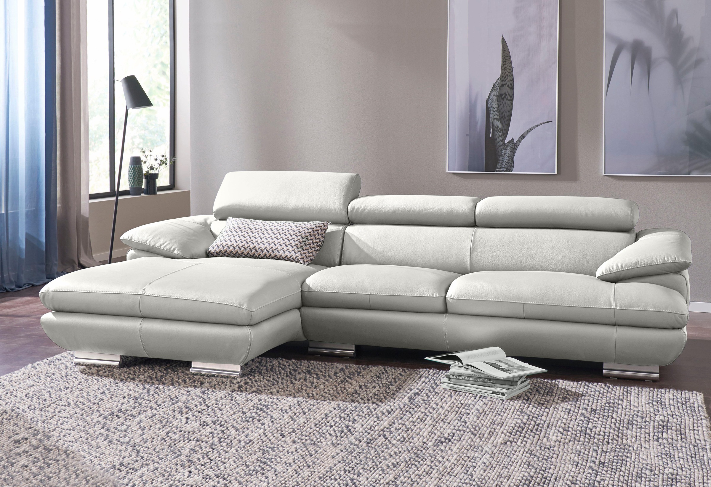 CALIA ITALIA Ecksofa »Magic, ein italienisches Sofa zum Träumen, erstklassiger Sitzkomfort«, mit verstellbaren Kopfteilen, in 2 Lederqualitäten