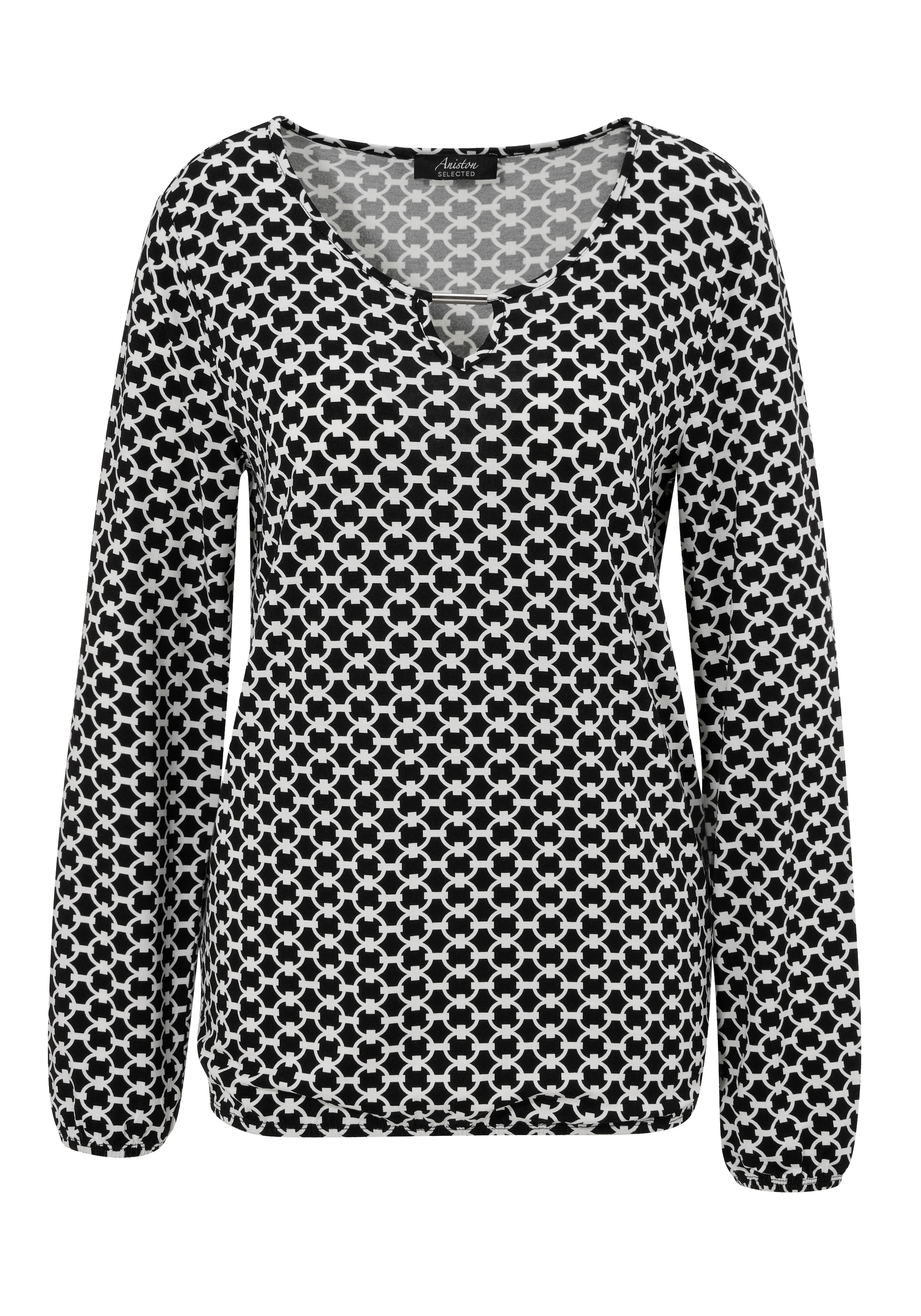 Aniston SELECTED Langarmshirt, mit Schmuckstäbchen und Cut-Out am Ausschnitt