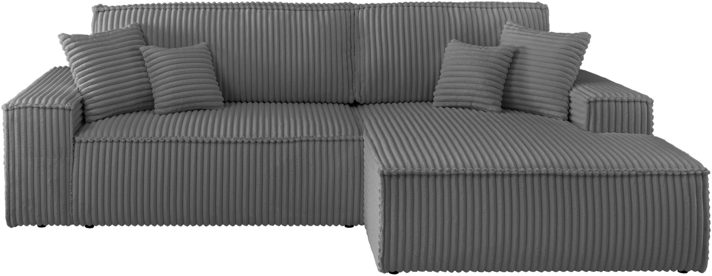 andas Ecksofa »Finnley Schlafsofa 267 cm in Bouclé, Struktur fein u. Cord, L-Form,«, Schlaffunktion m. Bettkasten (136/210 cm), Bouclé, Struktur und Cord