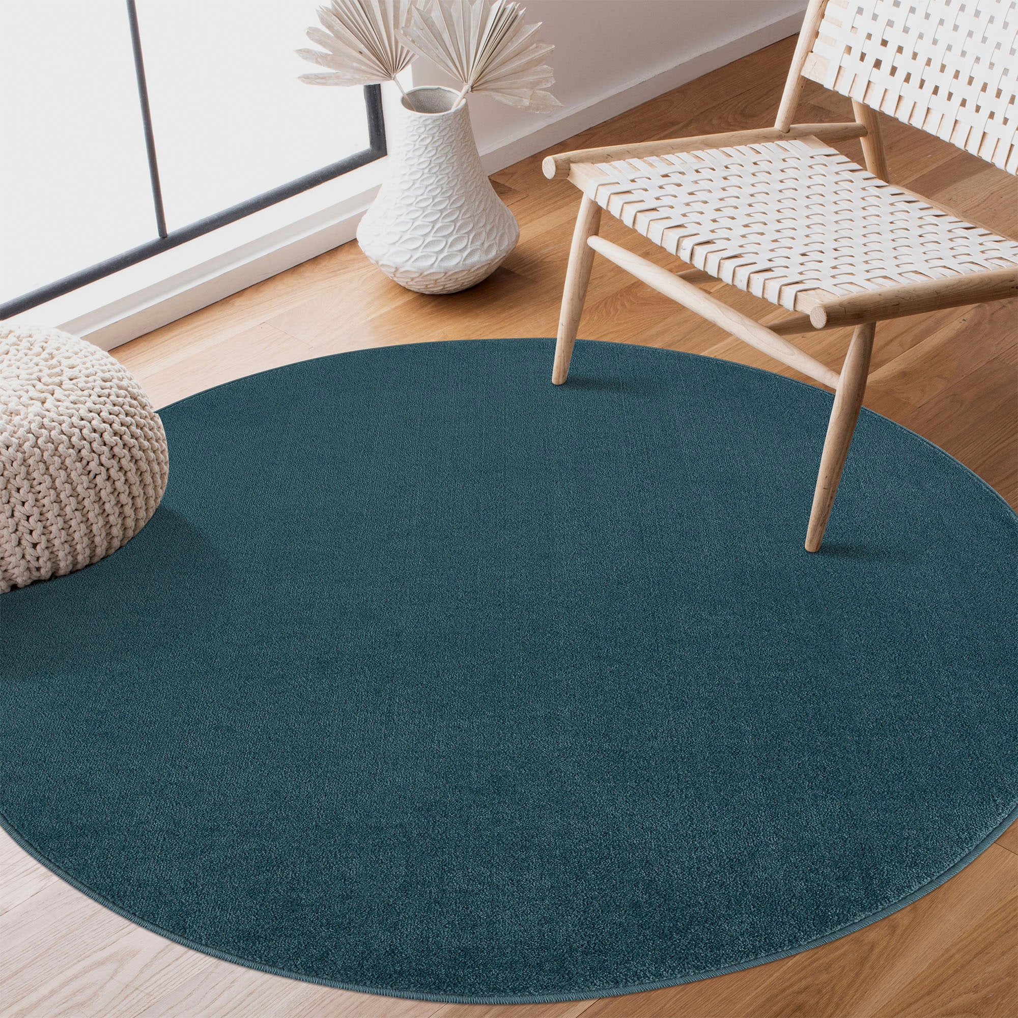 Sanat Teppich »Uni«, rund, 13 mm Höhe, robuster Kurzflorteppich, grosse Farbauswahl, Wohnzimmer, alle Räume