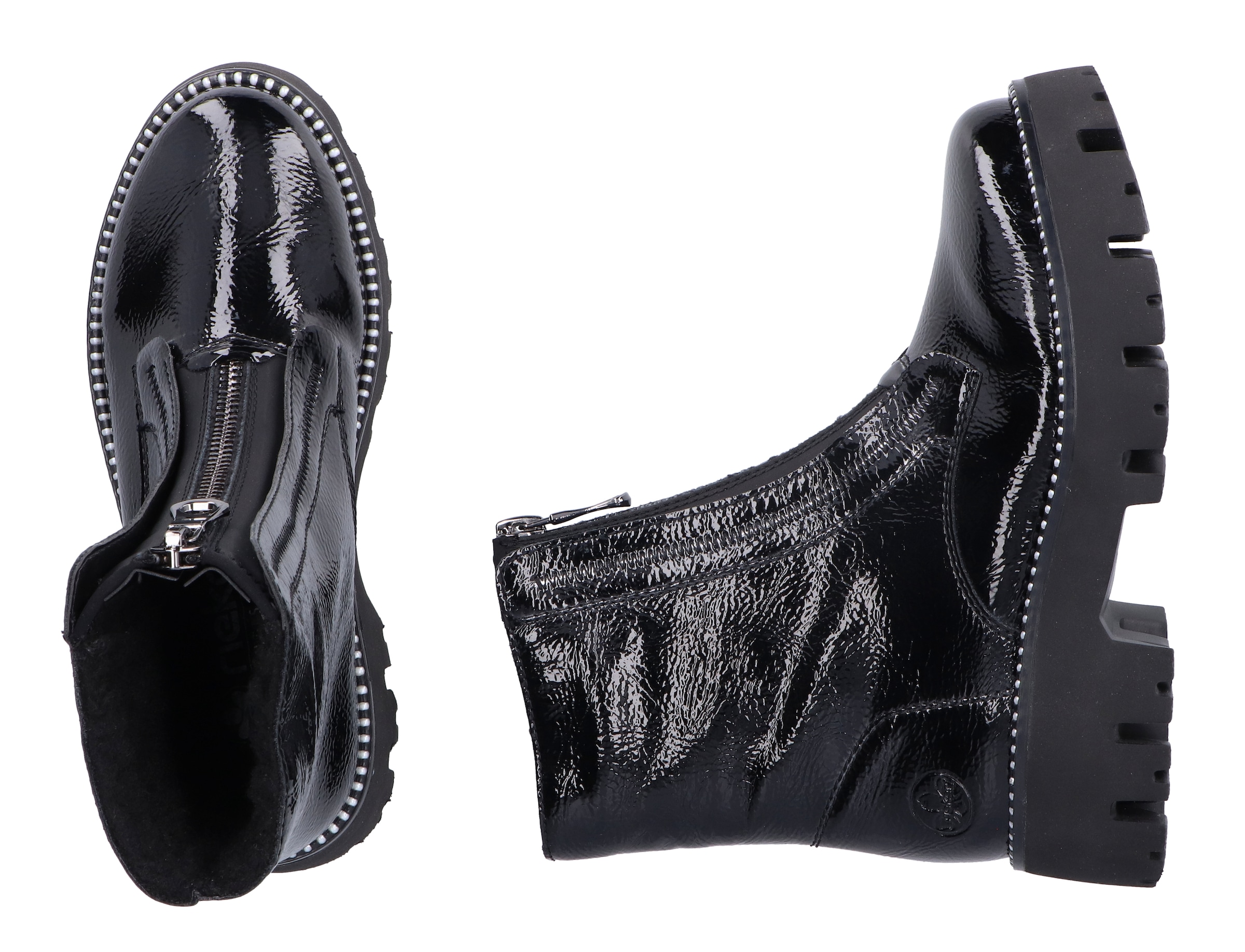 Rieker Winterstiefelette, Boots, Front Reissverschluss, Profilsohle, Nieten besetzter Rahmen