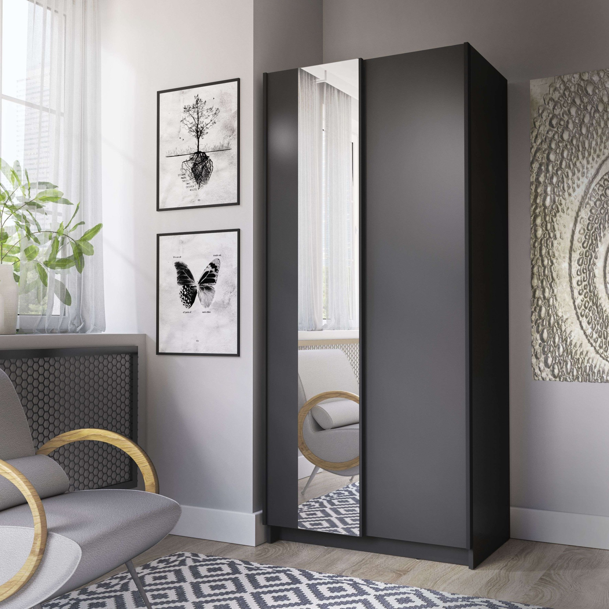 Home affaire Kleiderschrank »Hildreth, Wäscheschrank, Schwebetüren, Versand nur 4,95€!« mit Spiegel, FSC®-zertifizierter Holzwerkstoff, in 3 Breiten