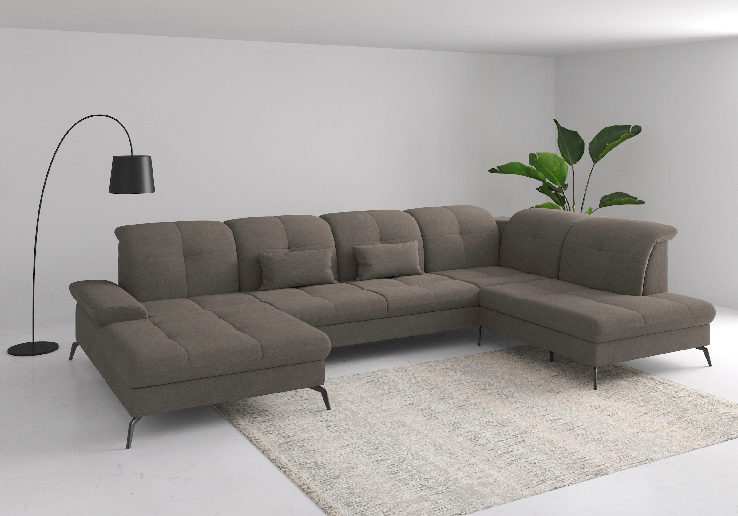 sit&more Wohnlandschaft "Amica, U-Form, inkl. Sitztiefenverstellung und Armteilverstellung" wahlweise mit Kopfteilverstellung, Schlaffunktion und Bettkasten