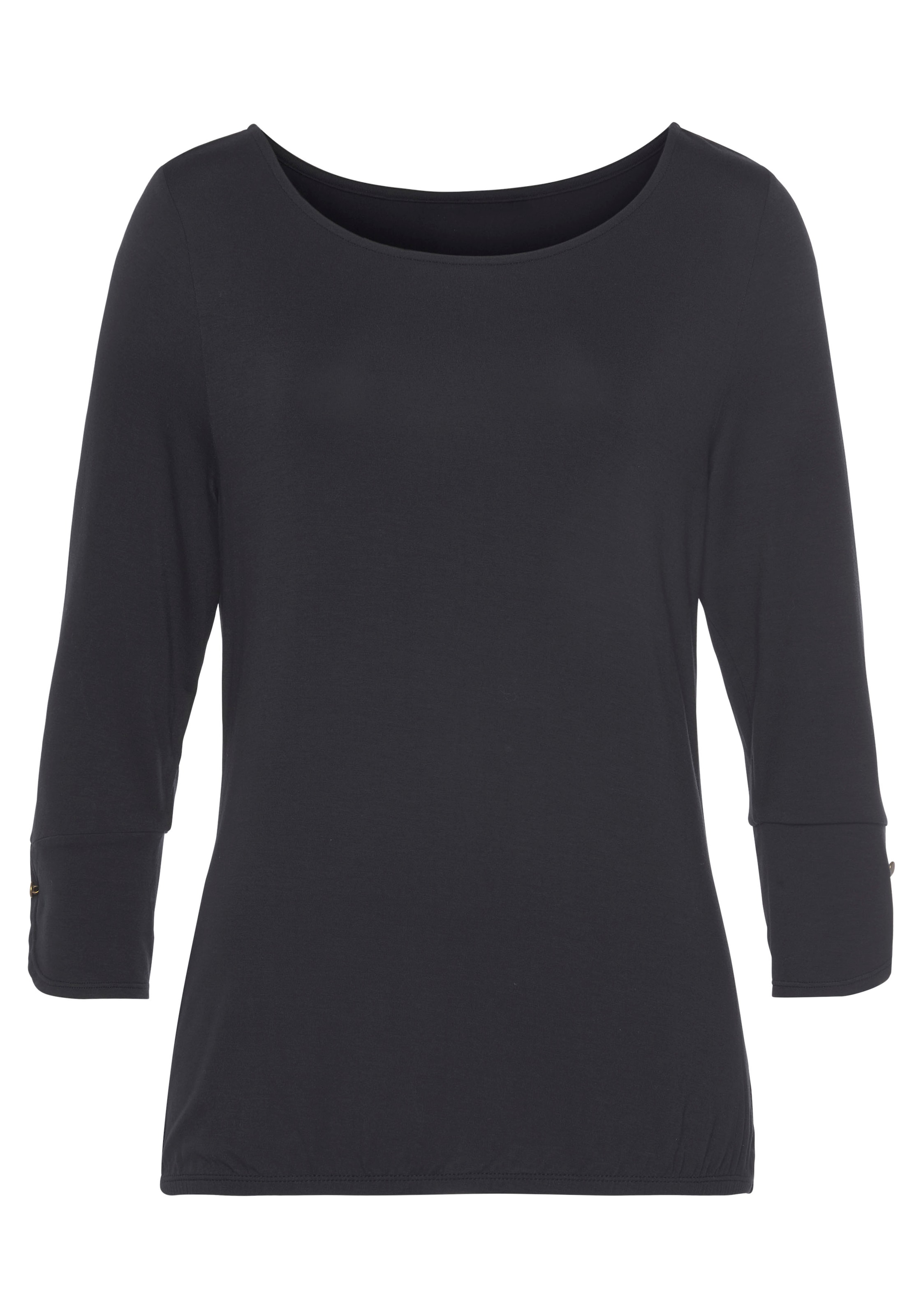 Vivance 3/4-Arm-Shirt »mit Manschetten und goldfarbenen Knöpfen«, (2er-Pack), aus weichem Viskose-Stretch