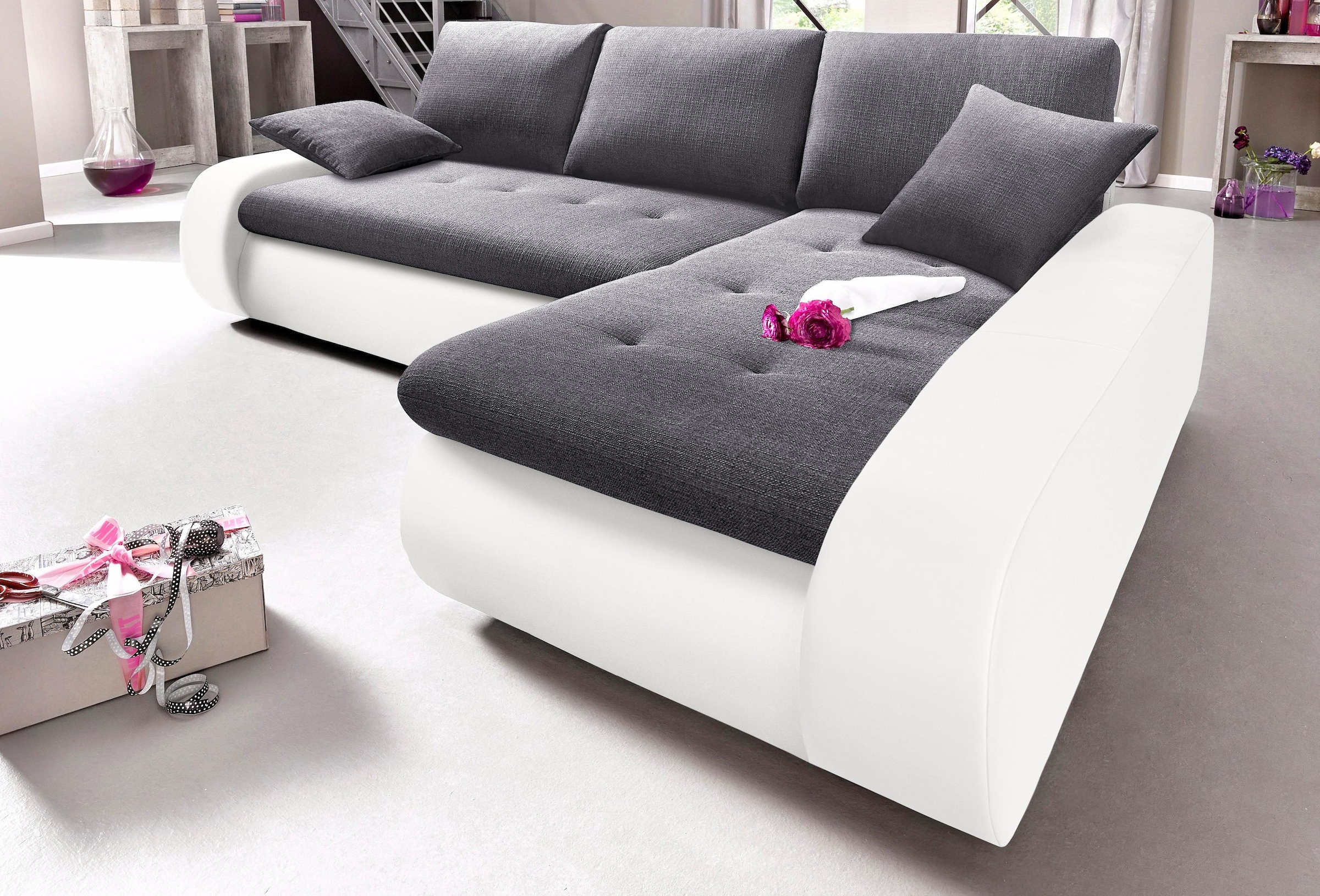 TRENDMANUFAKTUR Ecksofa »Indie, modern und bequem, Materialmix, L-Form«, wahlweise XL oder XXL