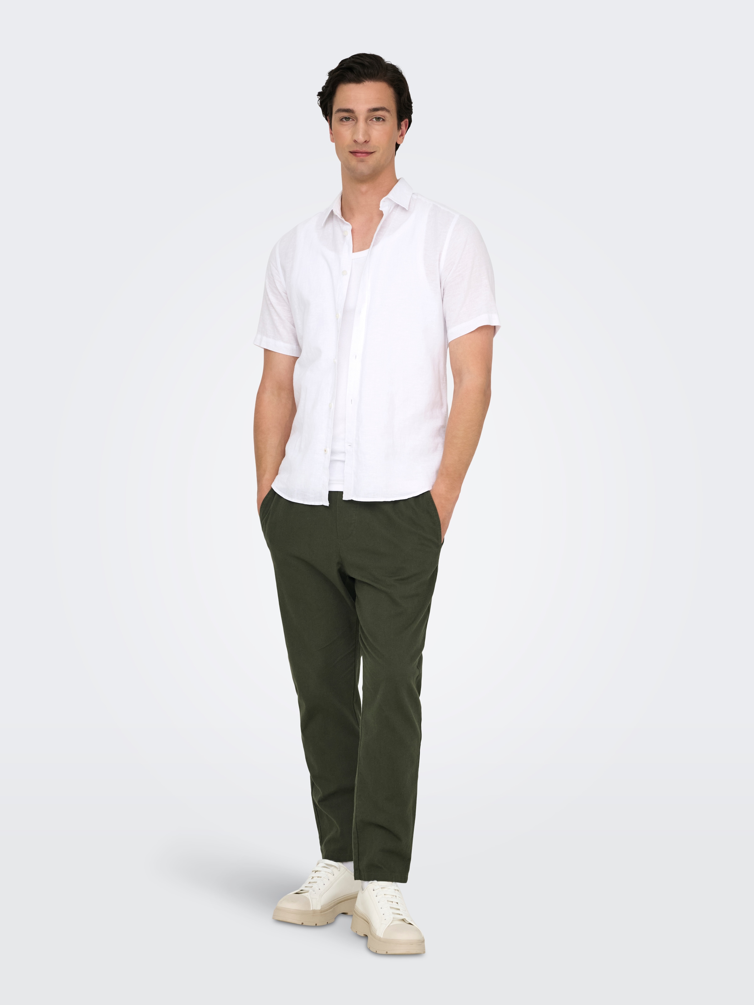 ONLY & SONS Stoffhose »ONSLINUS CROP 0007 COT LIN PNT NOOS«, mit Leinen