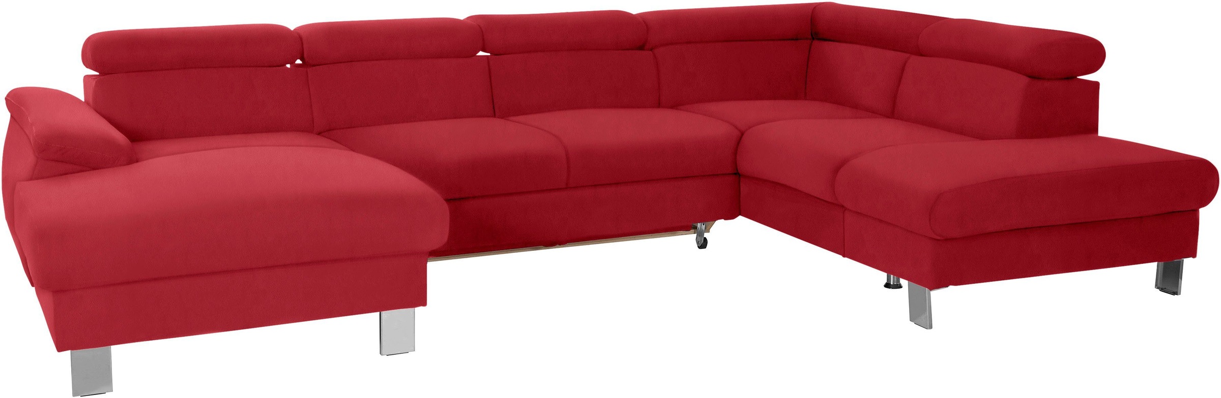 COTTA Polstergarnitur »Komaris U-Form«, (Set), Set bestehend aus: Wohnlandschaft mit Kopfteilverstellung & Hocker