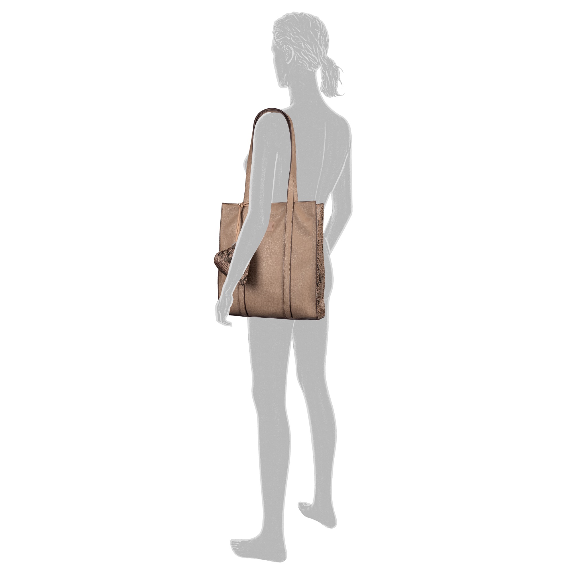 Gabor Shopper "Elfie Luxe" Damen Handtasche mit Leopardenoptik mit Pouch-Anhänger