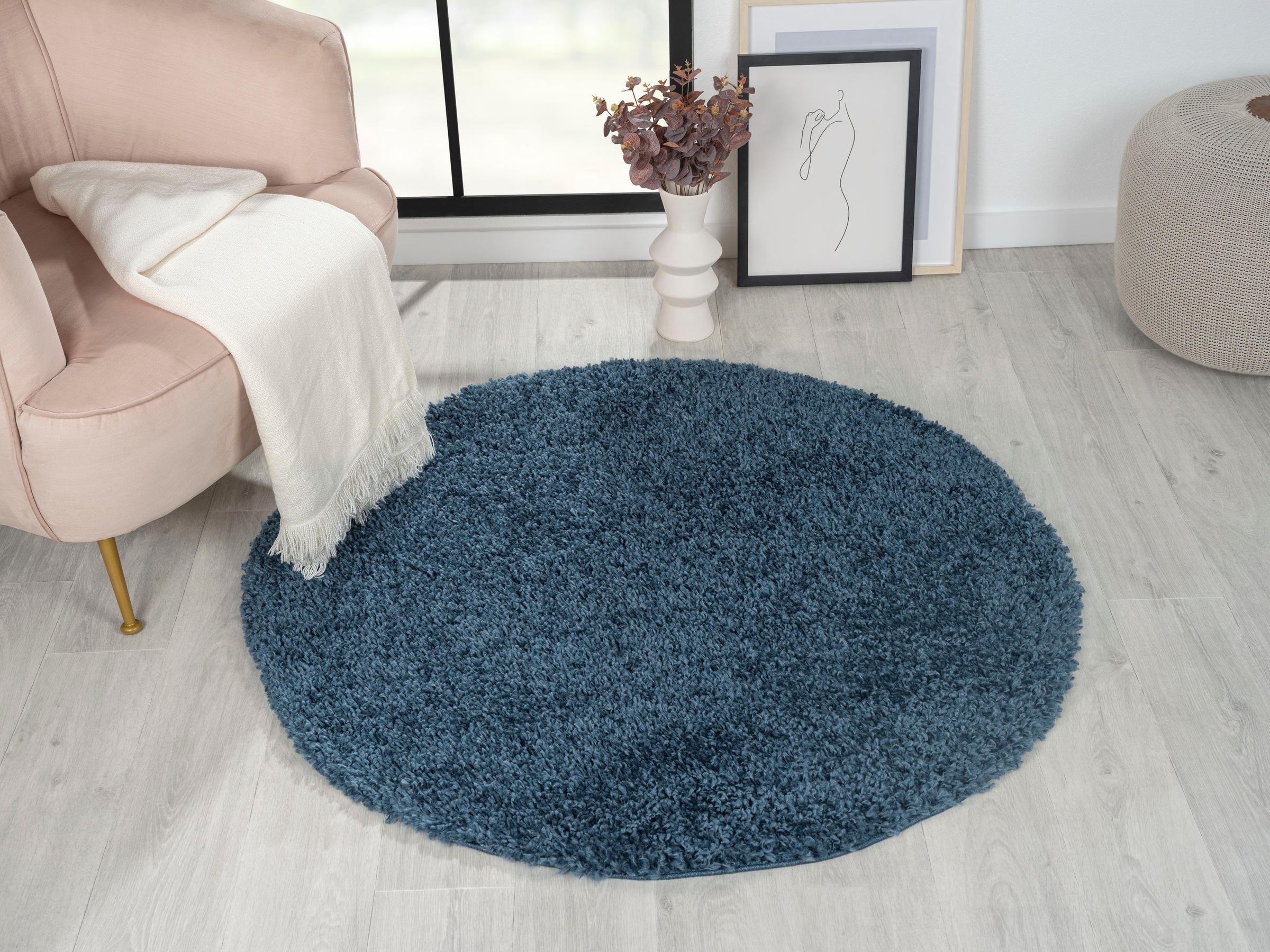 Myflair Möbel & Accessoires Hochflor-Teppich »My Shaggy«, rund, 37 mm Höhe, Shaggy, Uni Farben, leicht glänzend, Microfaser, extra flauschig