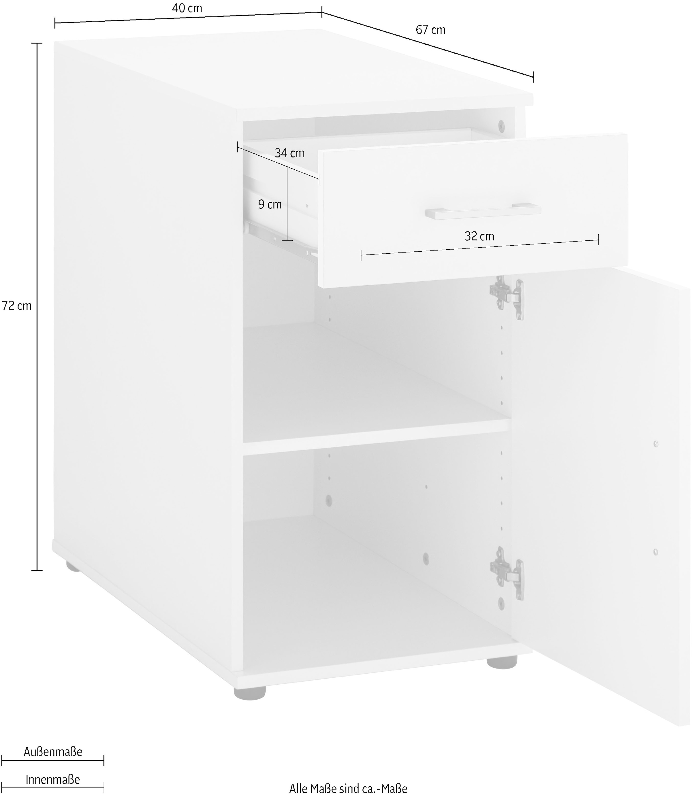 VOGL Möbelfabrik Rollcontainer »Modila«, (1 St.)