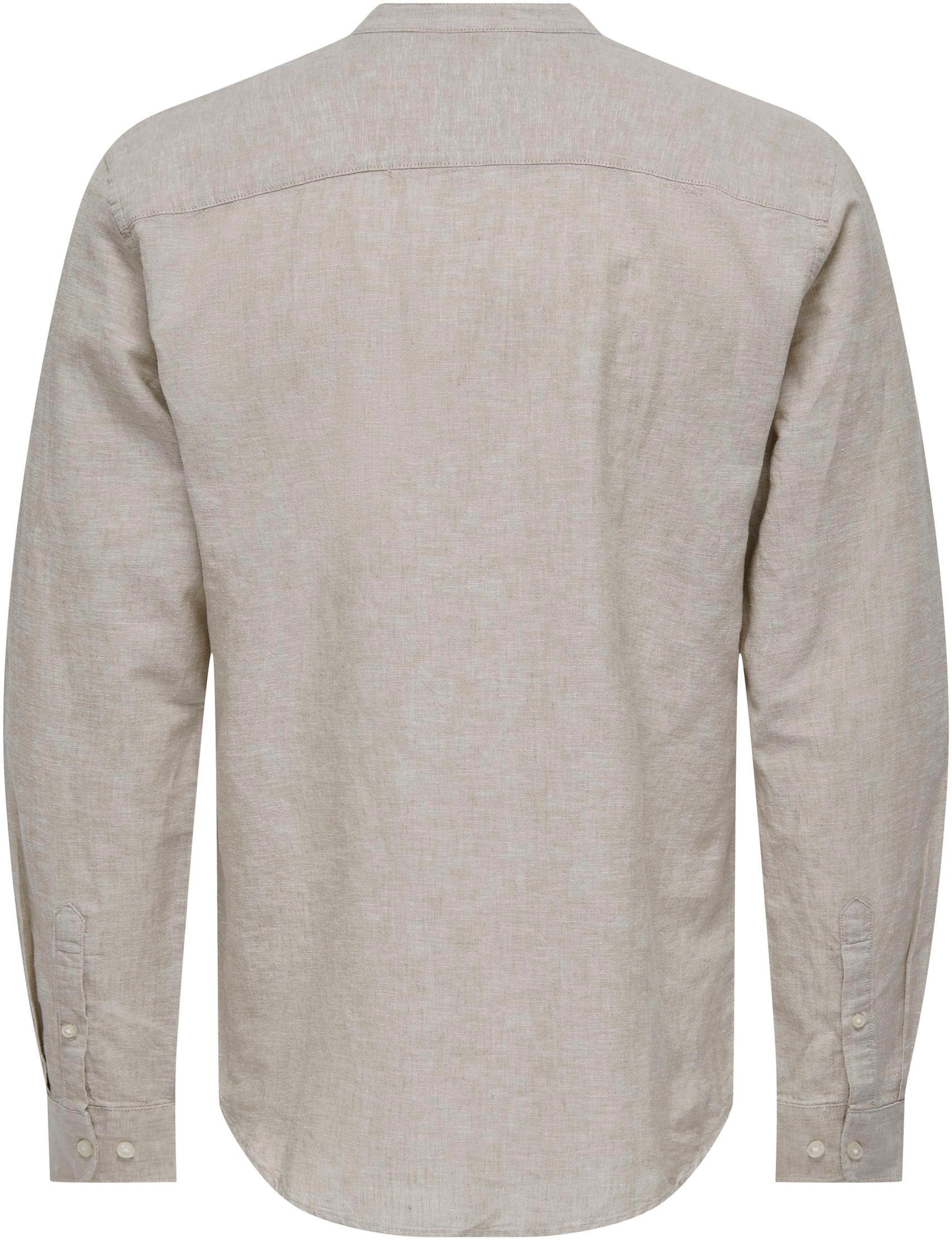 ONLY & SONS Langarmhemd »ONSCAIDEN LS HALFPLACKT LINEN SHIRT«