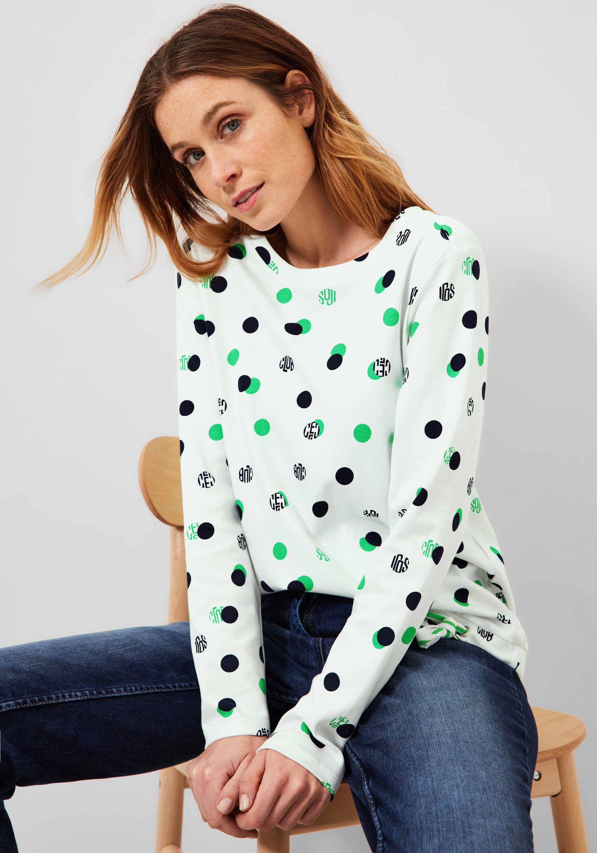 Punkte-Design Schweiz online in shoppen modernem Sweatshirt, Jelmoli-Versand bei Cecil