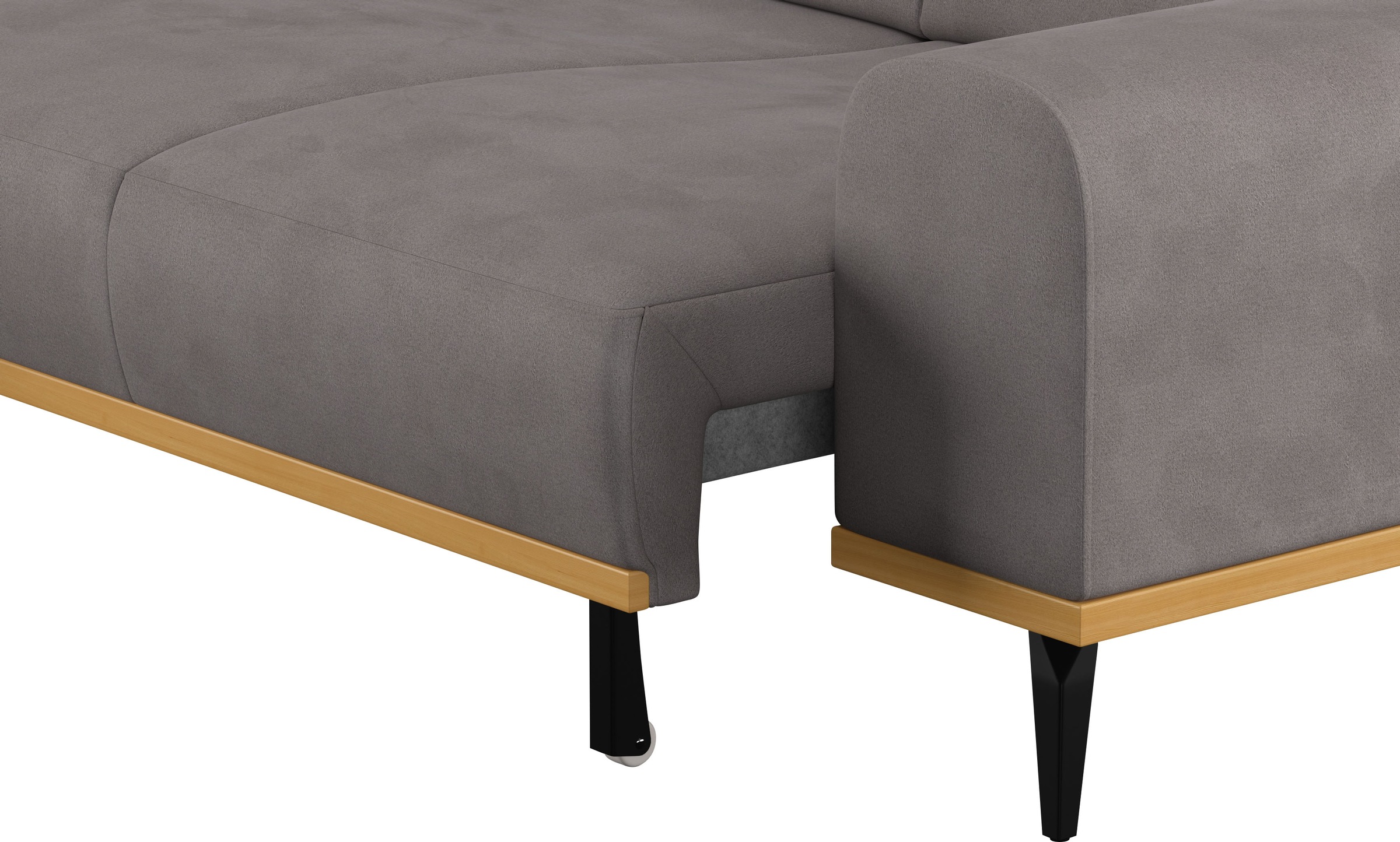 Places of Style Ecksofa »Carlo L-Form«, mit Kopfteilverstellung & Holz-Rahmenoptik, wahlweise Relaxfunktion