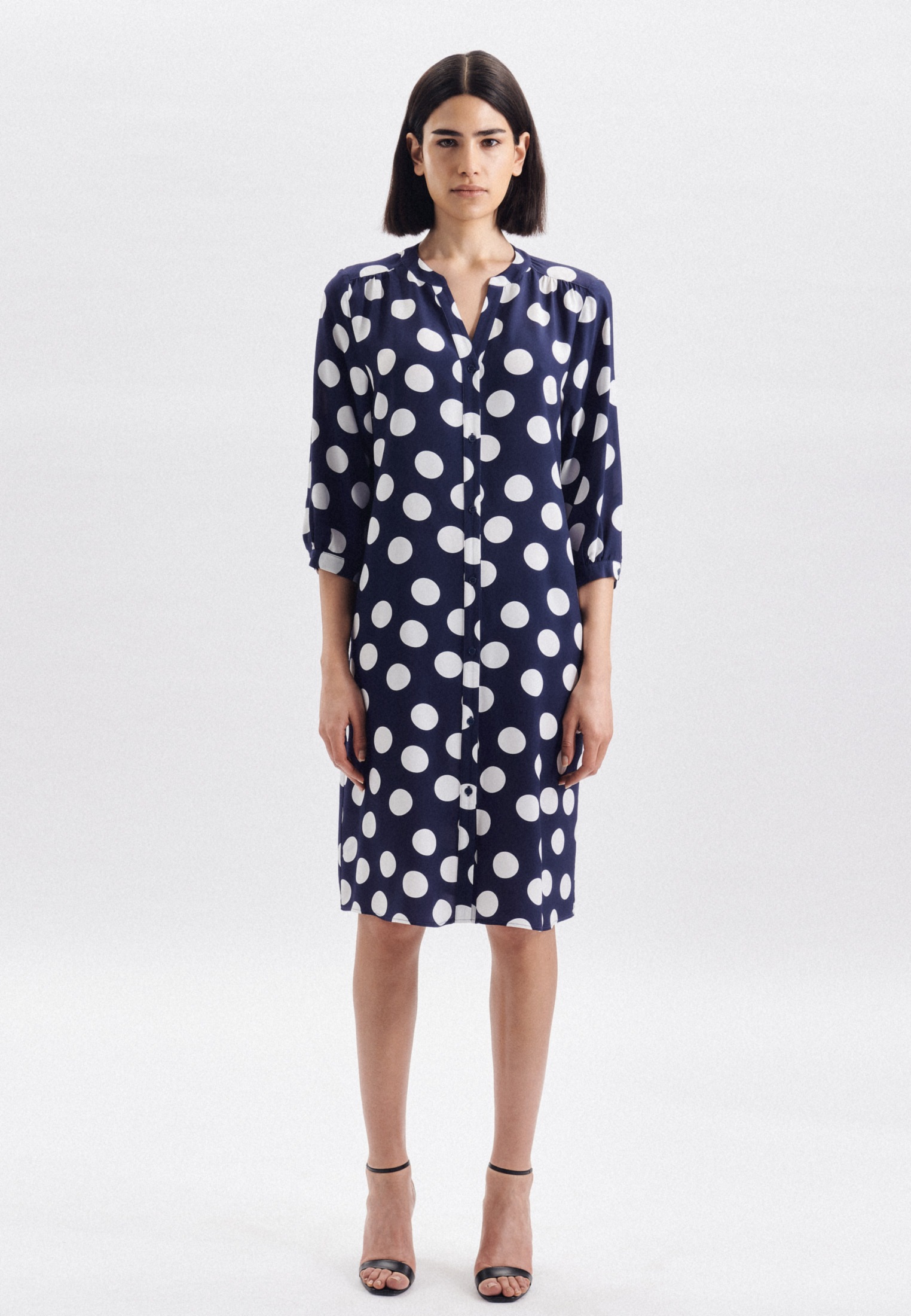 seidensticker Sommerkleid »Schwarze Rose« 3/4-Arm V-Neck Punkte