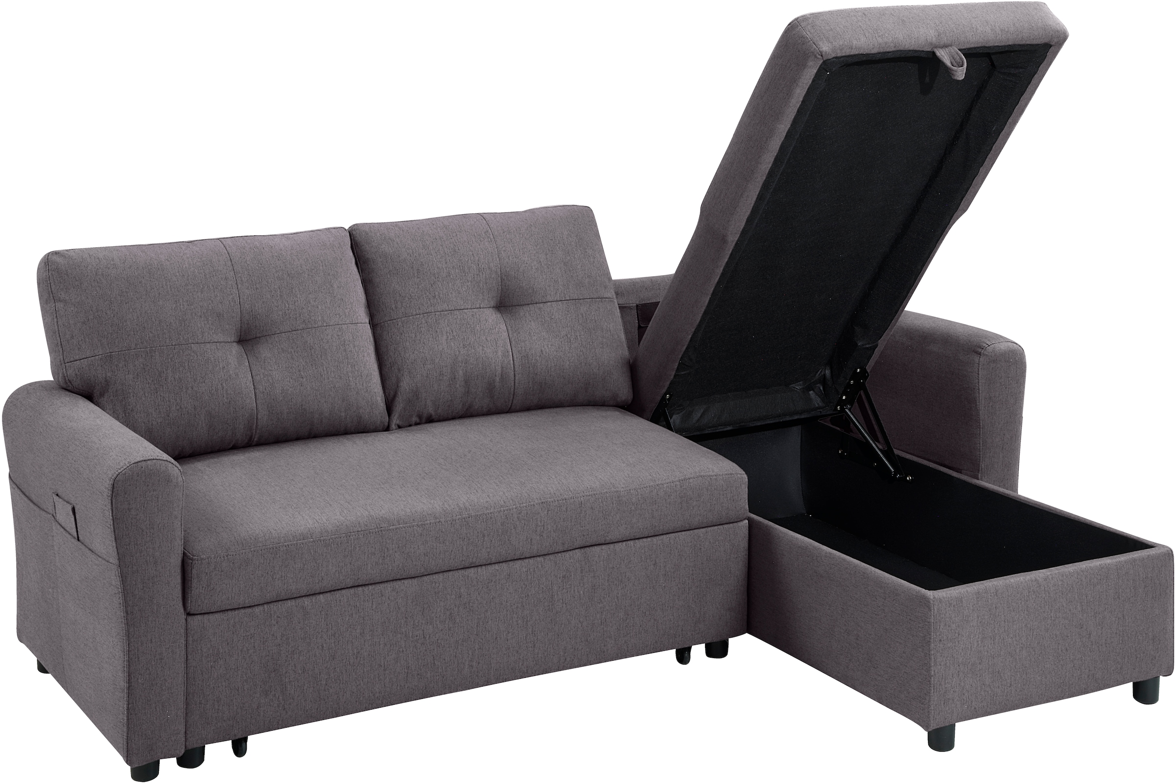 ATLANTIC home collection Schlafsofa »Gustavo L-Form«, mit Schlaffunktion, Stauraum & seitlichen Taschen