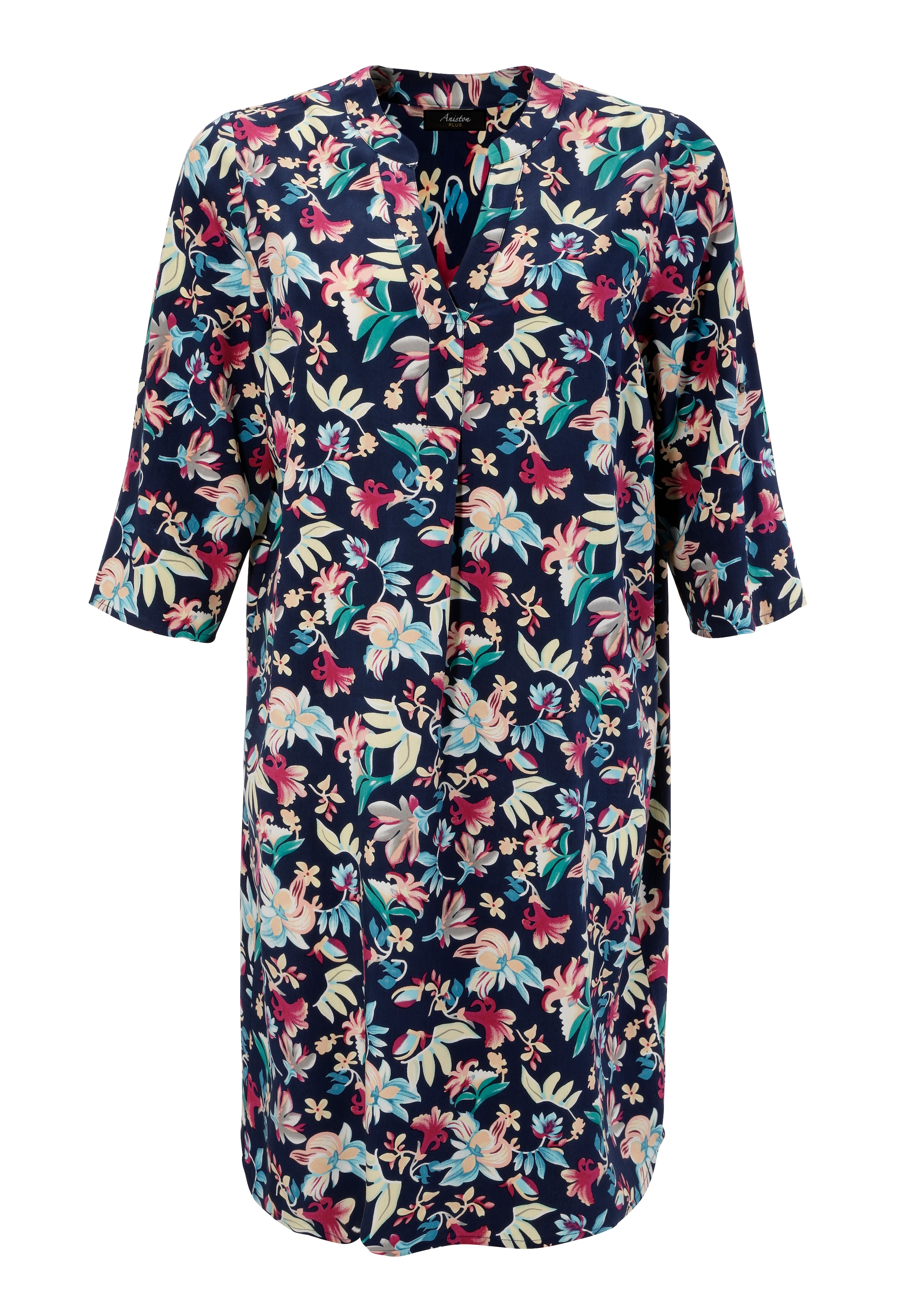 Aniston PLUS Sommerkleid, mit farbharmonischem, Blüten Druck