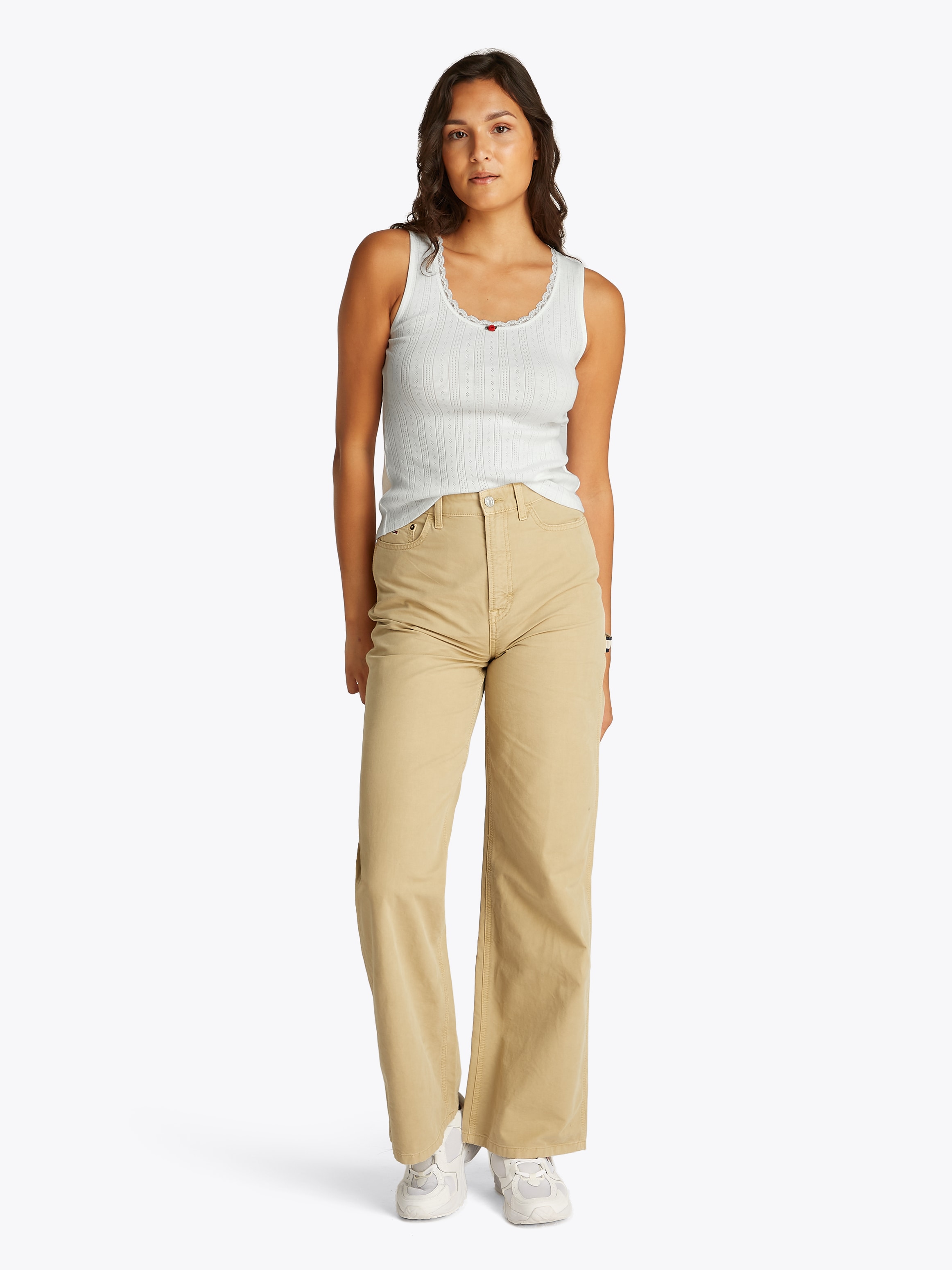 Tommy Jeans Tanktop »TJW SLIM POINTELLE TANK TOP«, mit Spitze, mit Lochmuster