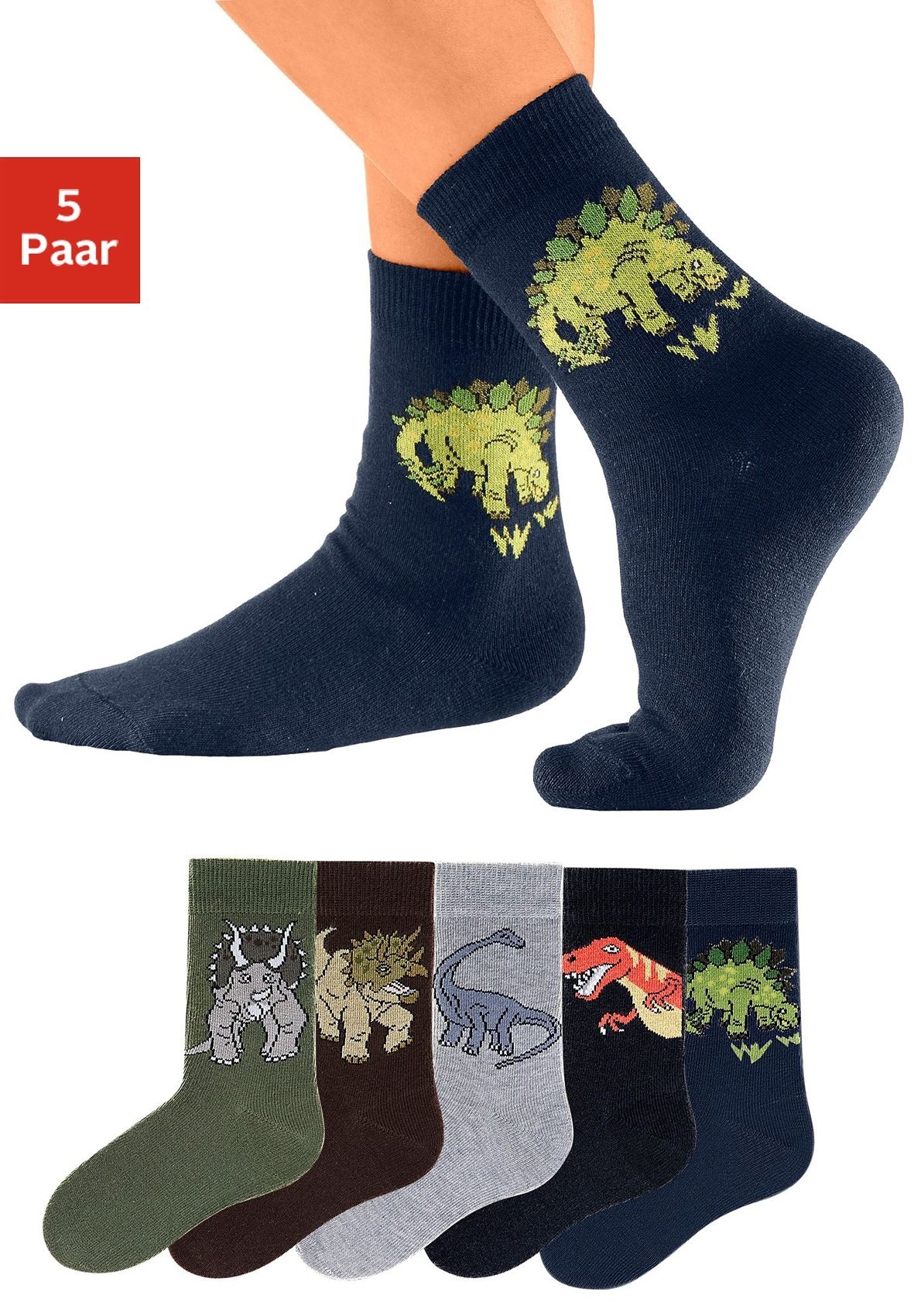 H.I.S Socken, (5 Paar), mit Dinosauriermotiven online bestellen |  Jelmoli-Versand