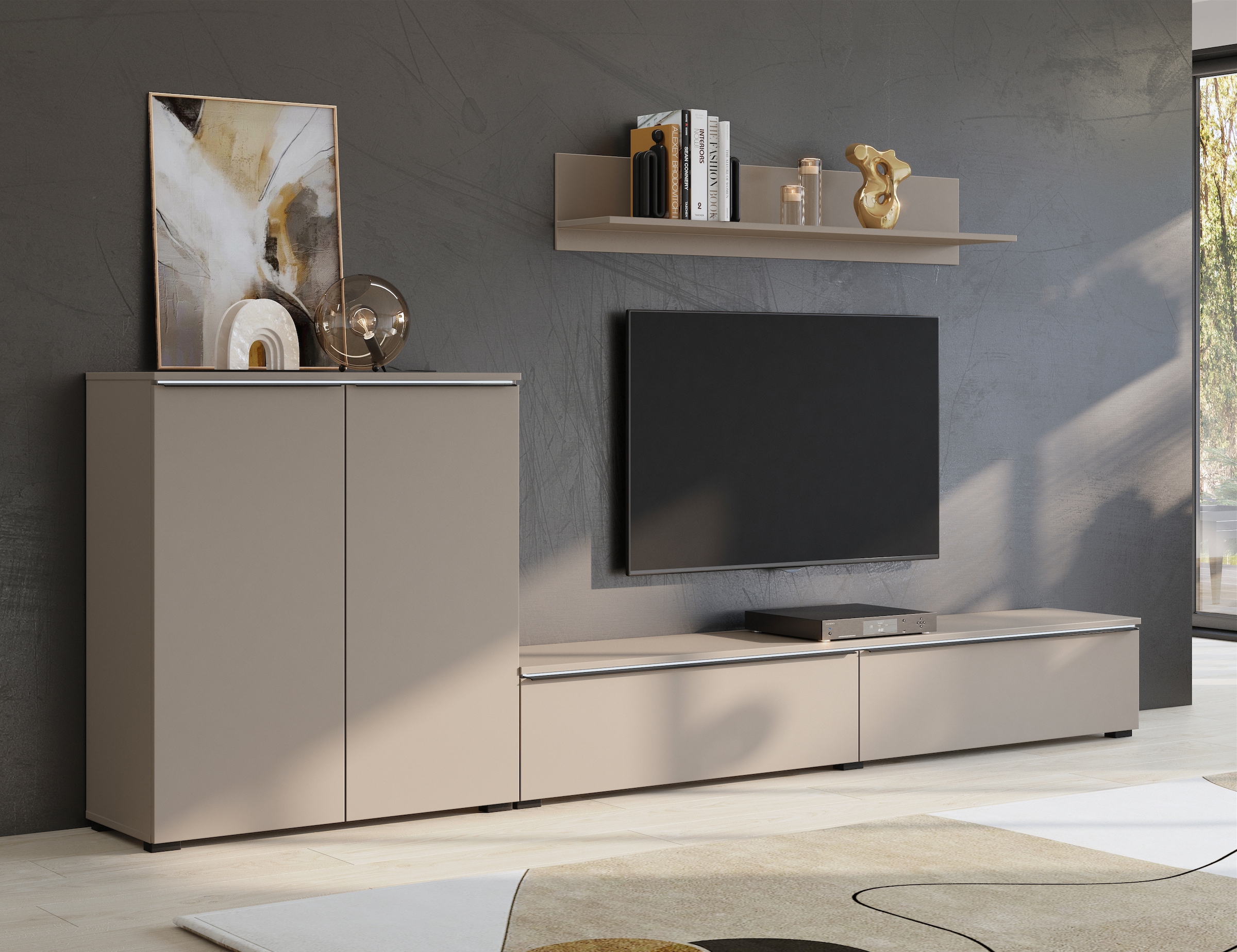 INOSIGN Wohnwand »Tana, Breite 260 cm, moderne Anbauwand«, (3 St.), Mediawand (Set, 3-St), Lowboard, Wandregal, Kommode