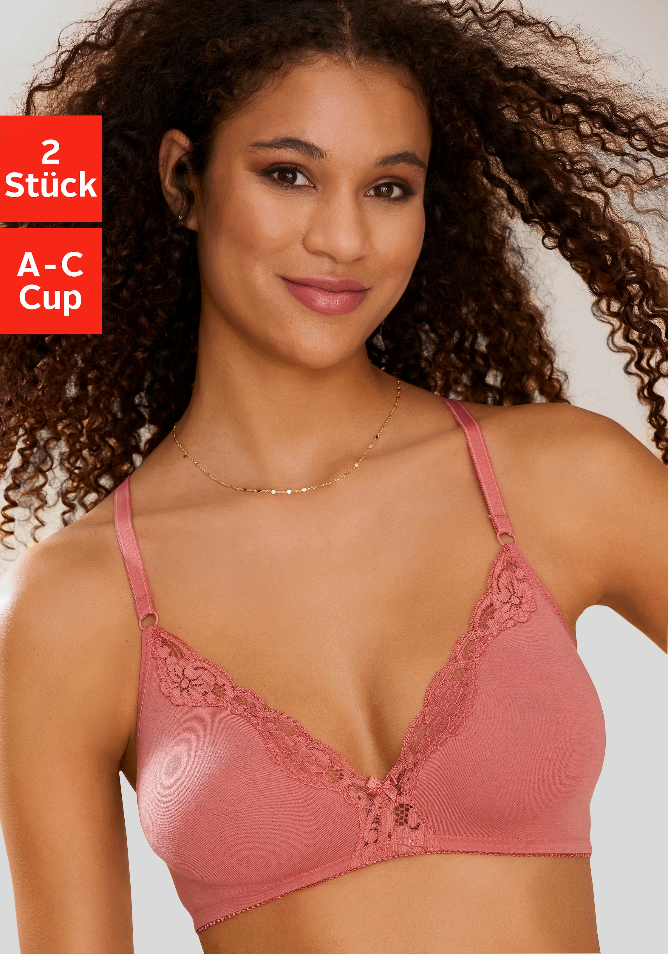 petite fleur Bralette-BH Packung, 2 Stück, ohne Bügel aus Baumwolle mit Spitze