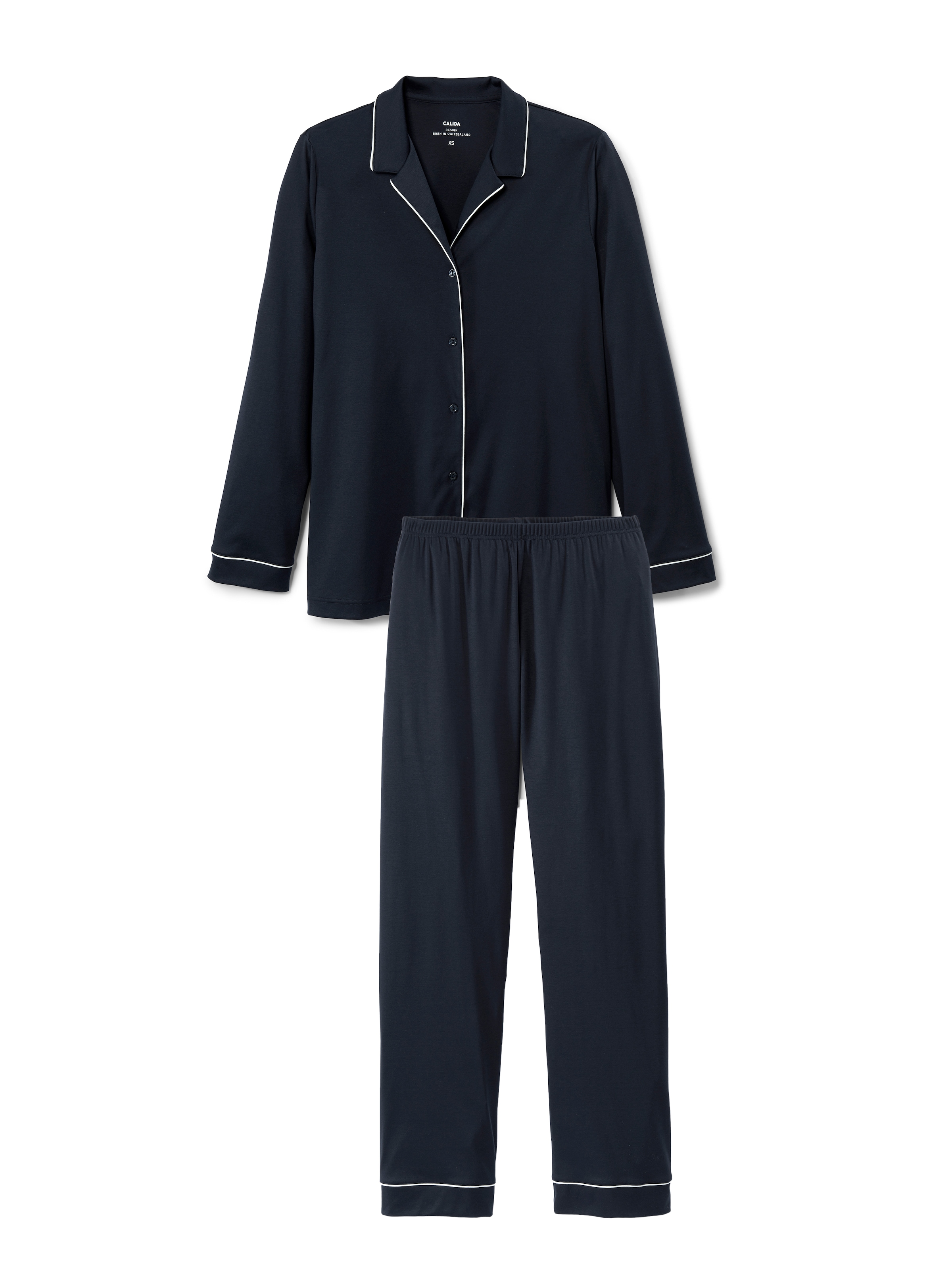 CALIDA Schlafanzug »Night Lovers«, (2 tlg.), Knopfleiste, Pure Cotton, Interlock-Qualität, Langarm