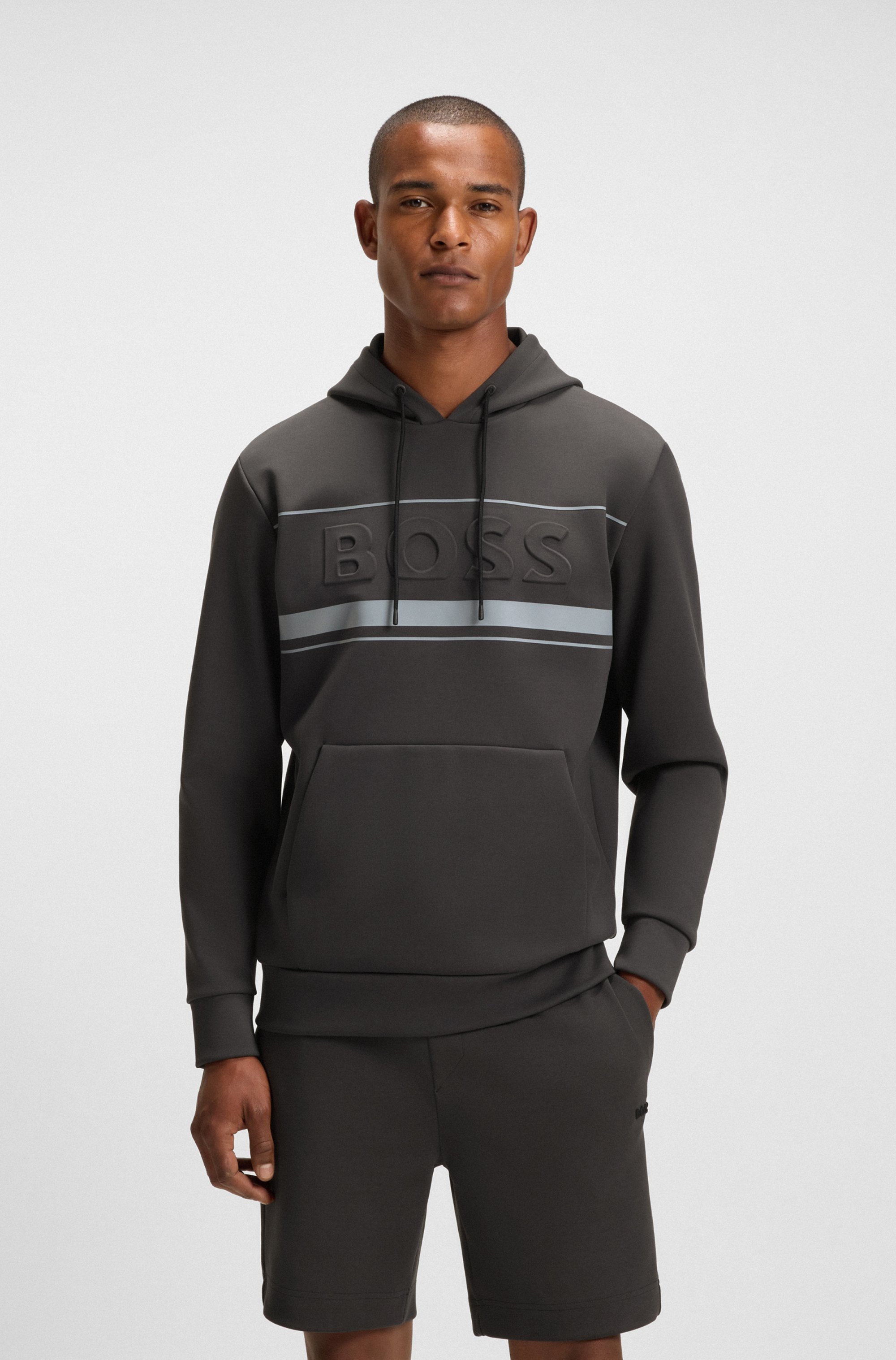 BOSS GREEN Kapuzensweatshirt »Soody Zone«, mit geprägtem Logo und sportiven Streifen