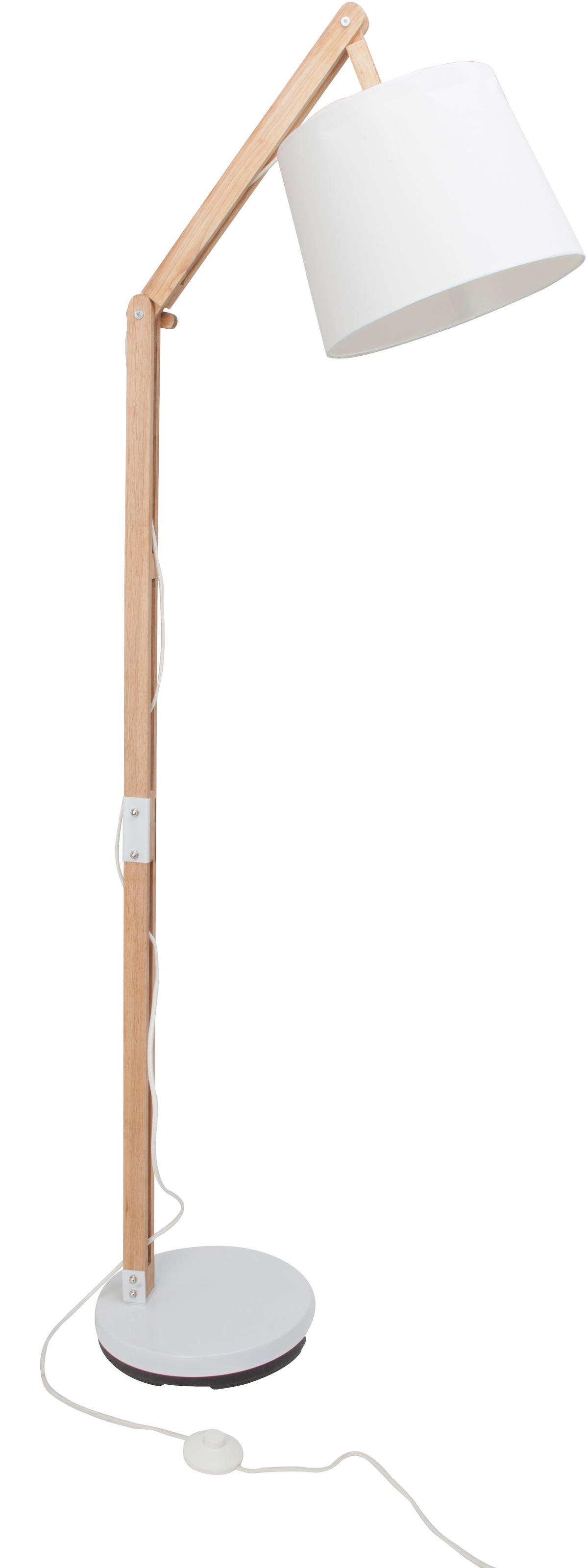 Brilliant Stehlampe »Carlyn«, 1 flammig, Leuchtmittel E27 ohne Leuchtmittel, 163 cm Höhe, E27 max. 60 W, mit weissem Stoffschirm, Holz/Metall/Textil