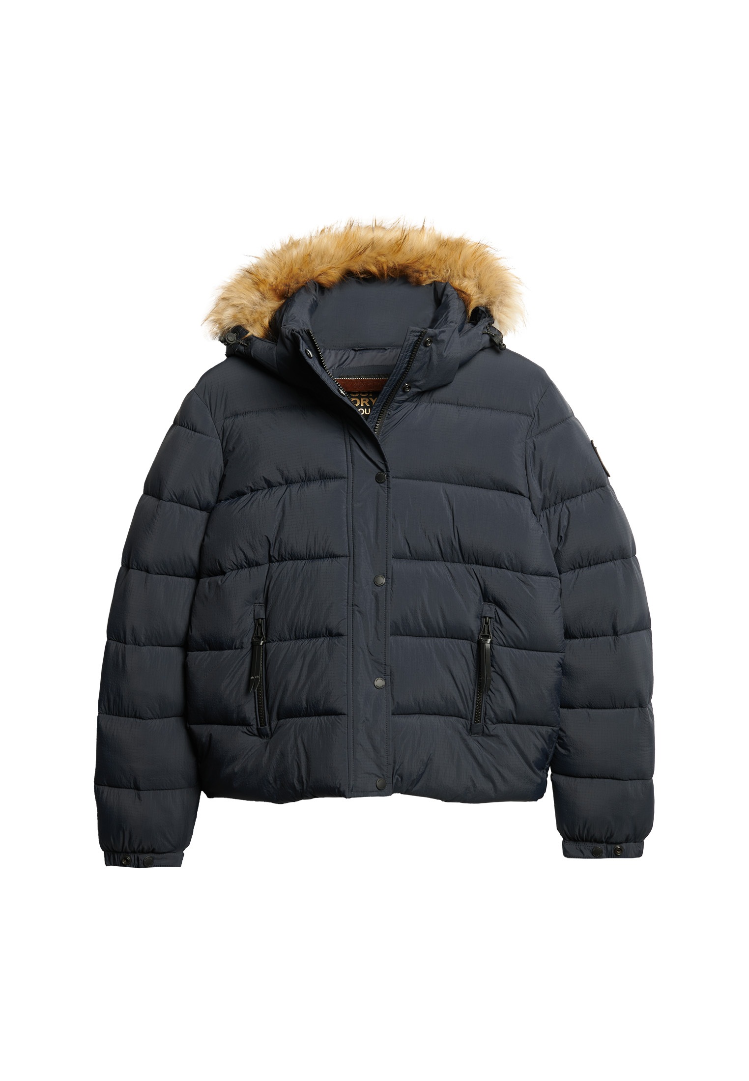 Superdry Steppjacke »FAUX FUR SHORT HOOD PUFFER«, mit Kapuze