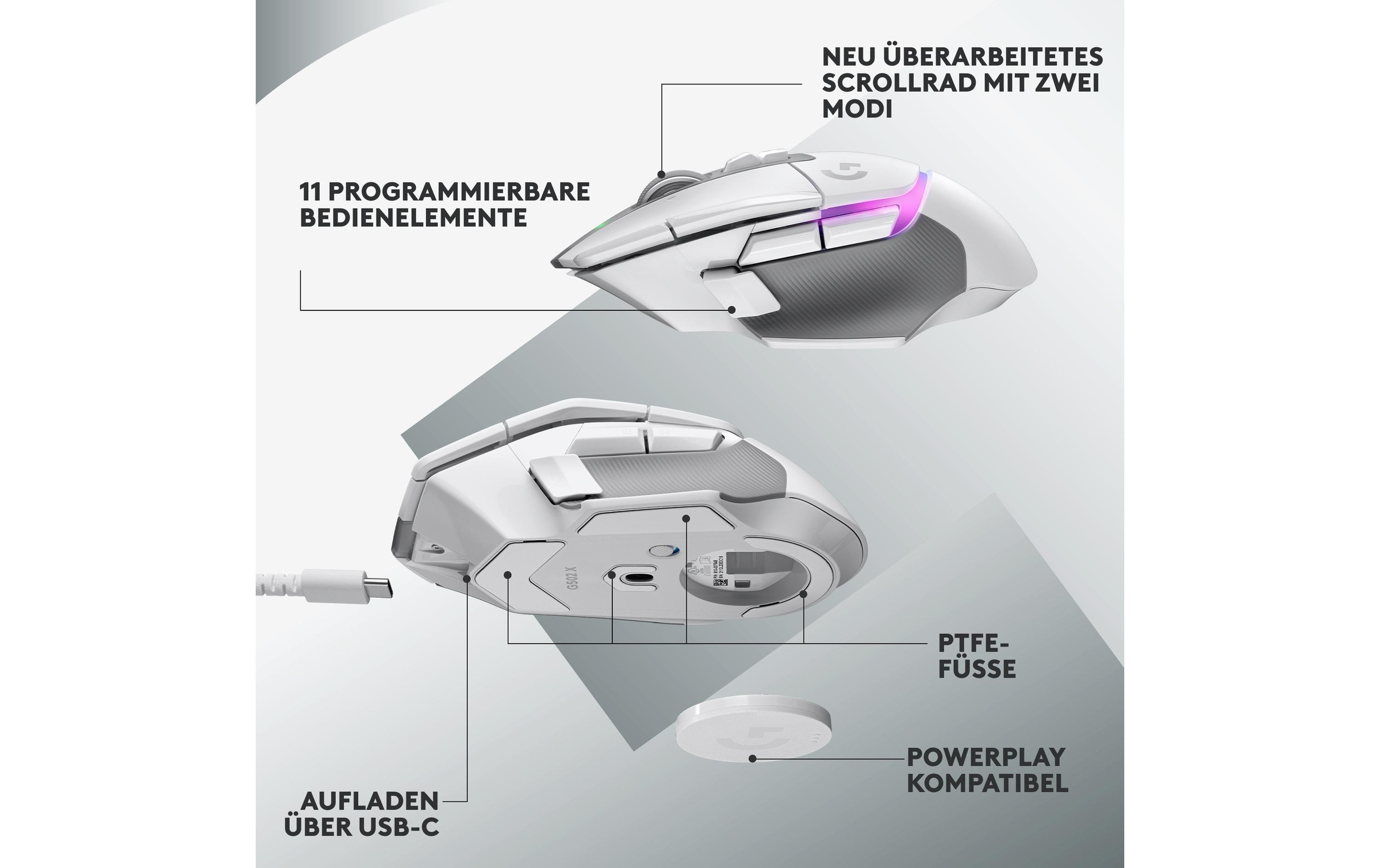 Logitech Gaming-Maus »Logitech G502 X Plus white«, kabellos