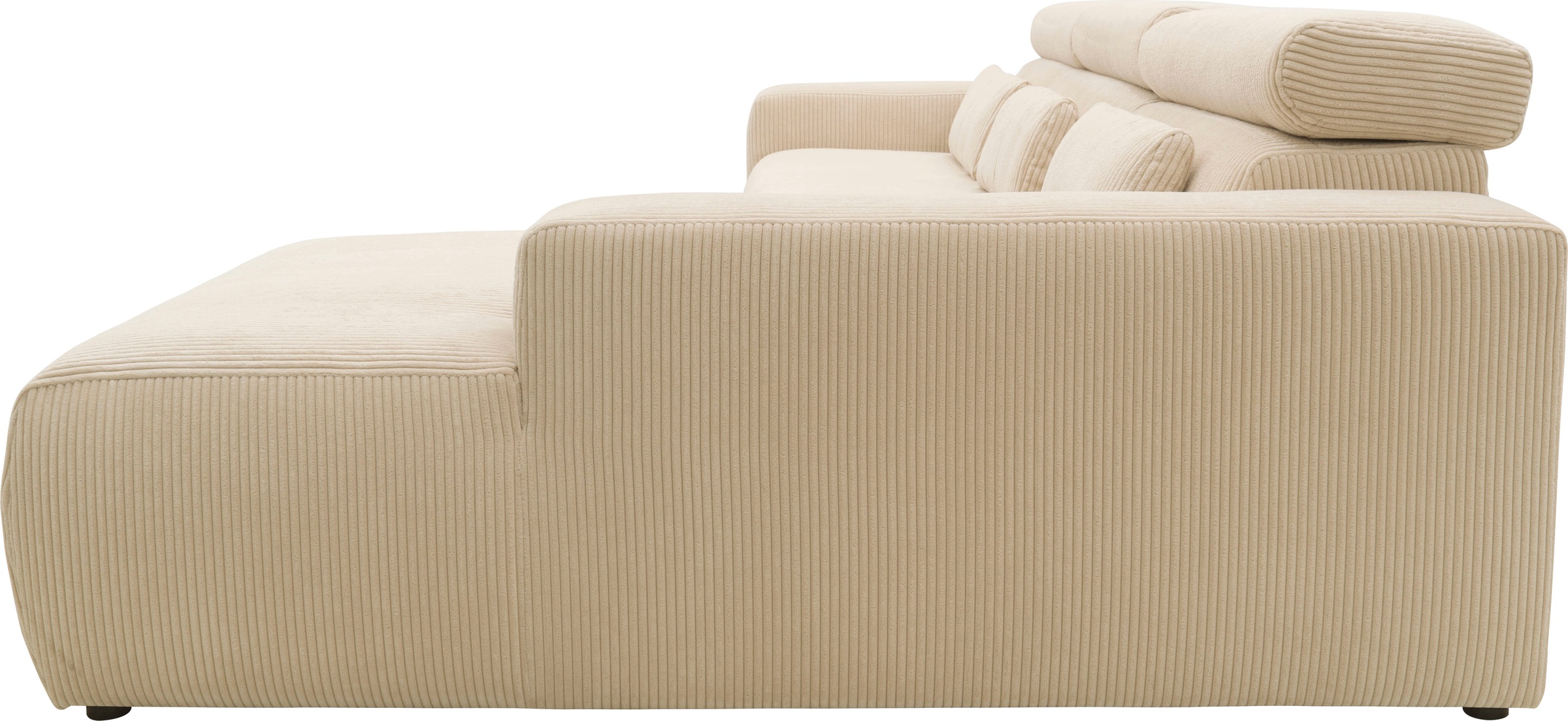 DOMO collection Ecksofa »Brandon B/T: 289/177 cm, belastbar bis 140kg/ Sitz, L-Form«, mit Sitztiefenverstellung, Cord, creme