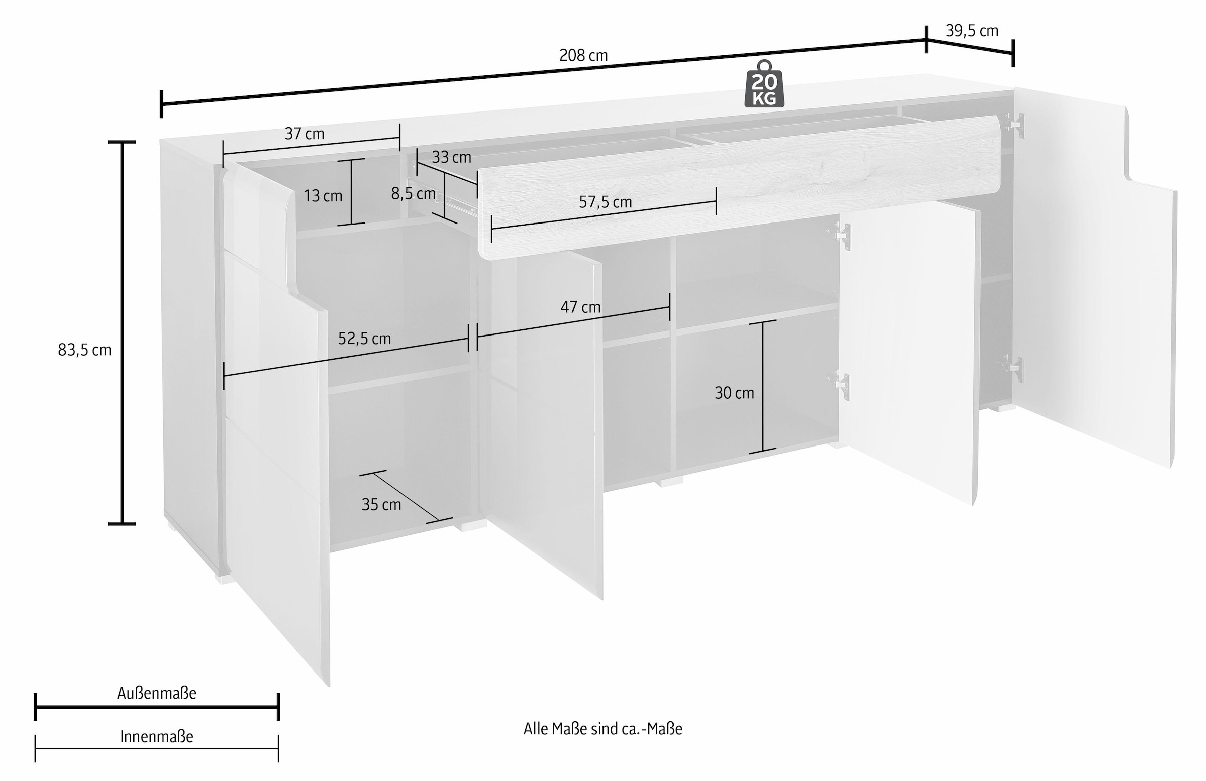 Helvetia Sideboard »Toledo«, shoppen online 208 Jelmoli-Versand | Breite cm