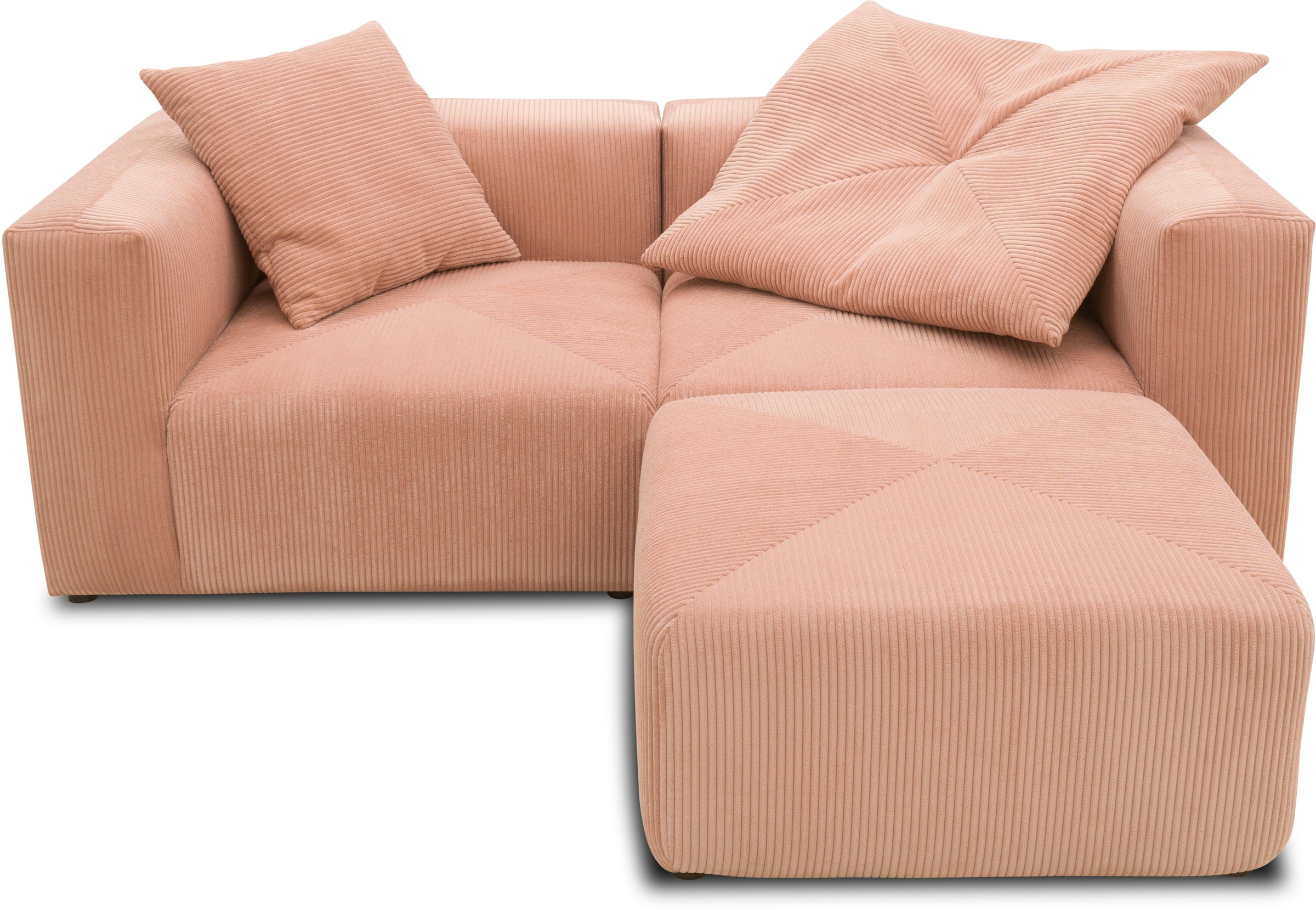 RAUM.ID Ecksofa »Gerrid L-Form«, Cord, Modulsofa, bestehend aus 2 Eckelementen + 1 Hocker