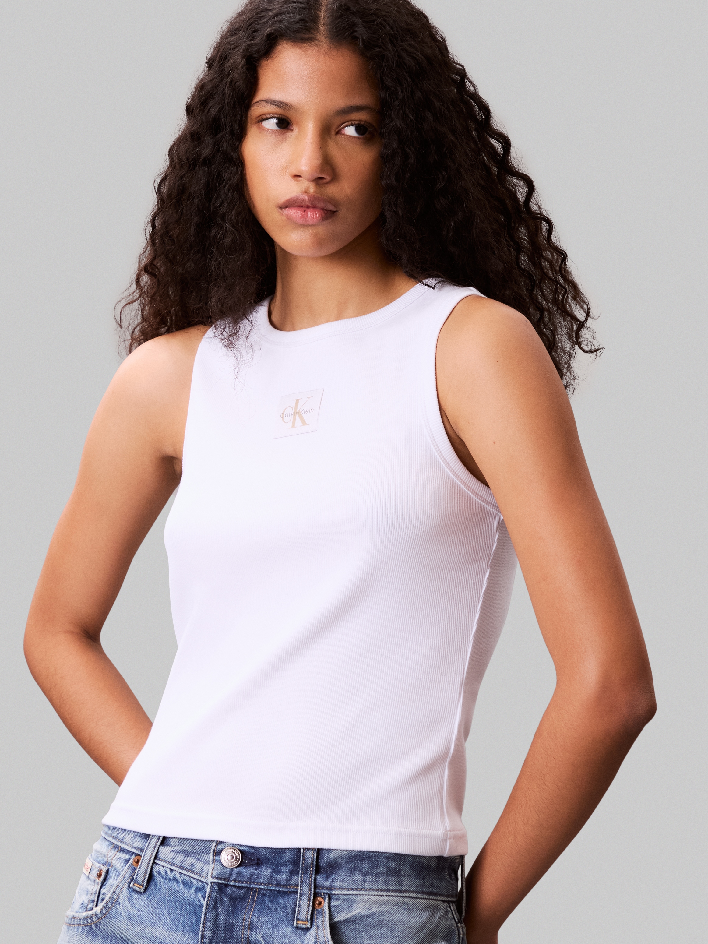 Calvin Klein Jeans Tanktop »A - WVN LBL 2X2 CTTN« Mit Rundhalsausschnitt