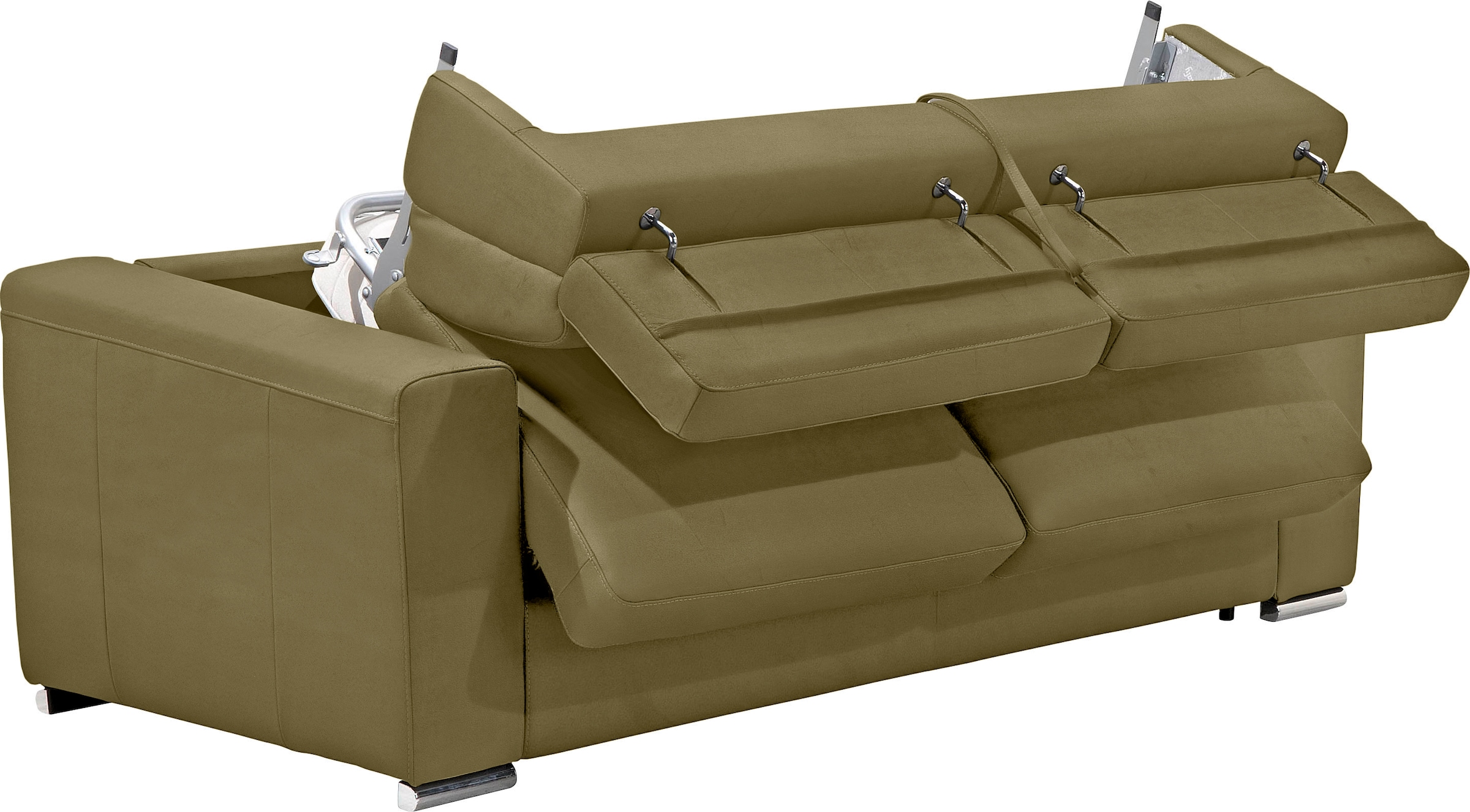 Egoitaliano Schlafsofa »Cabiria, Design und super Sitz- und Liegekomfort«, Sofa inkl. Schlaffunktion, Kopfteile verstellbar, mit Metallfüssen