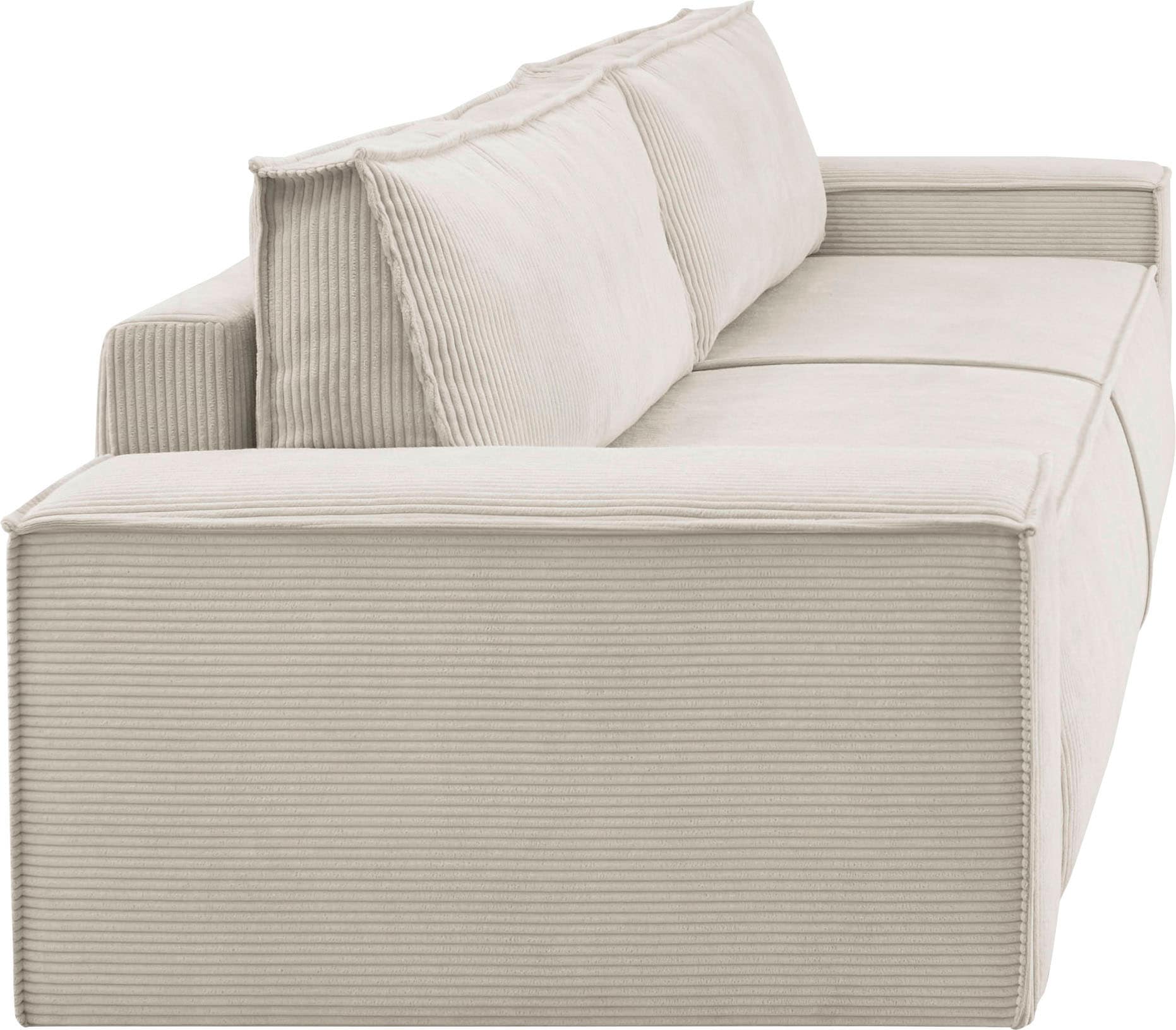 Home affaire 3-Sitzer »SHERWOOD Schlafsofa (257cm) Cord, Samtvelours, Vintage-Lederoptik«, Schlaffunktion mit Bettkasten (ca. 136/200cm)
