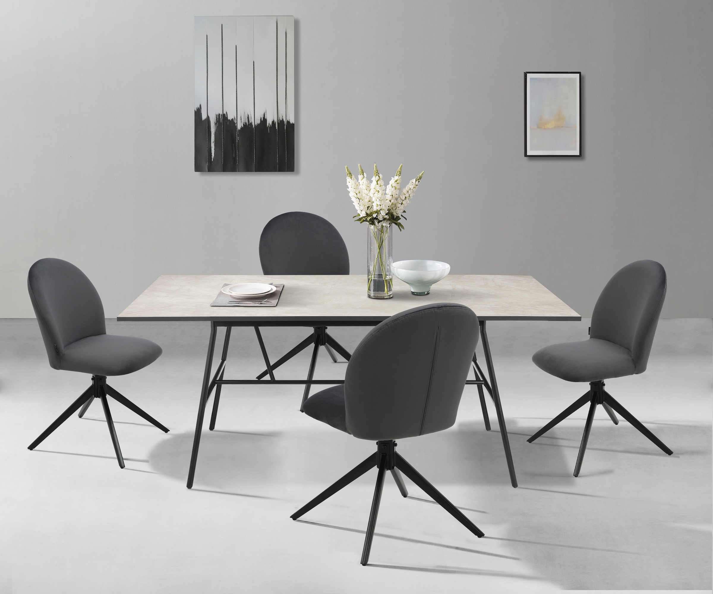 Home affaire Esszimmerstuhl »Tempa, TOPSELLER!«, (Set), 2 St., Samtvelours, Drehstuhl mit 360 Grad Drehfunktion
