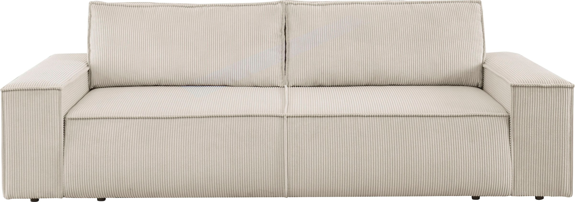 Home affaire 3-Sitzer »SHERWOOD Schlafsofa (257cm) Cord, Samtvelours, Vintage-Lederoptik«, Schlaffunktion mit Bettkasten (ca. 136/200cm)