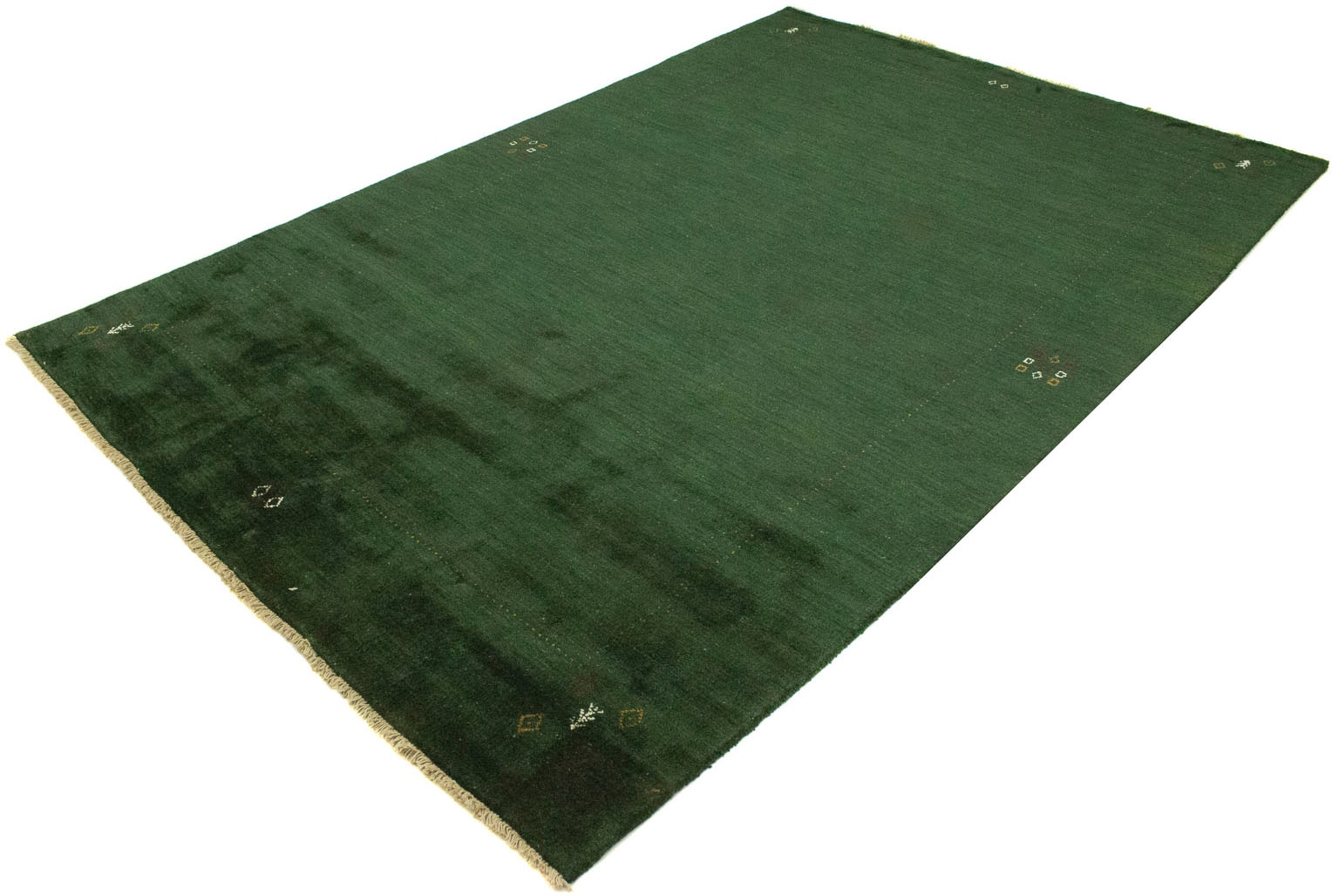 morgenland Wollteppich »Gabbeh Teppich handgeknüpft grün«, rechteckig, handgeknüpft