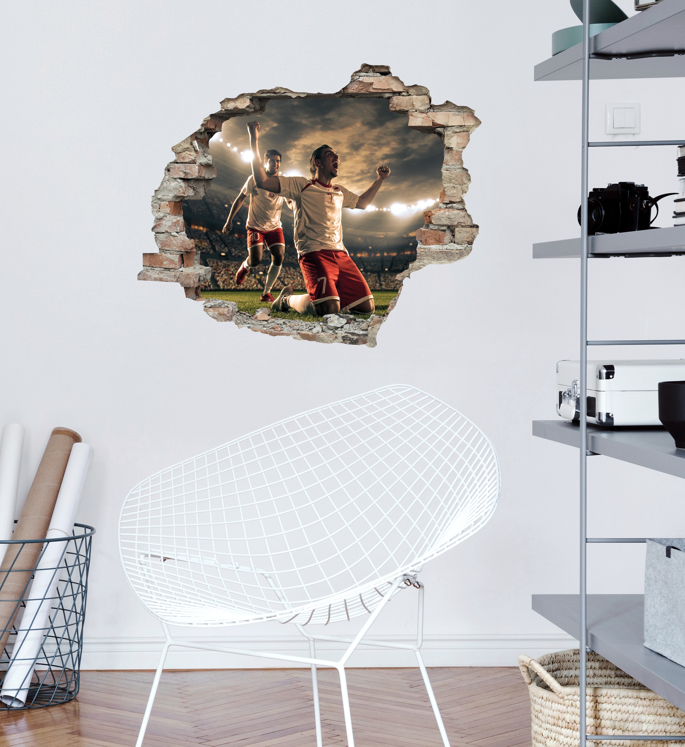 queence Wandtattoo »Fussball Jubel«, (1 St.), Wandsticker, Wandbild, selbstklebend, 3D, Wanddurchbruch
