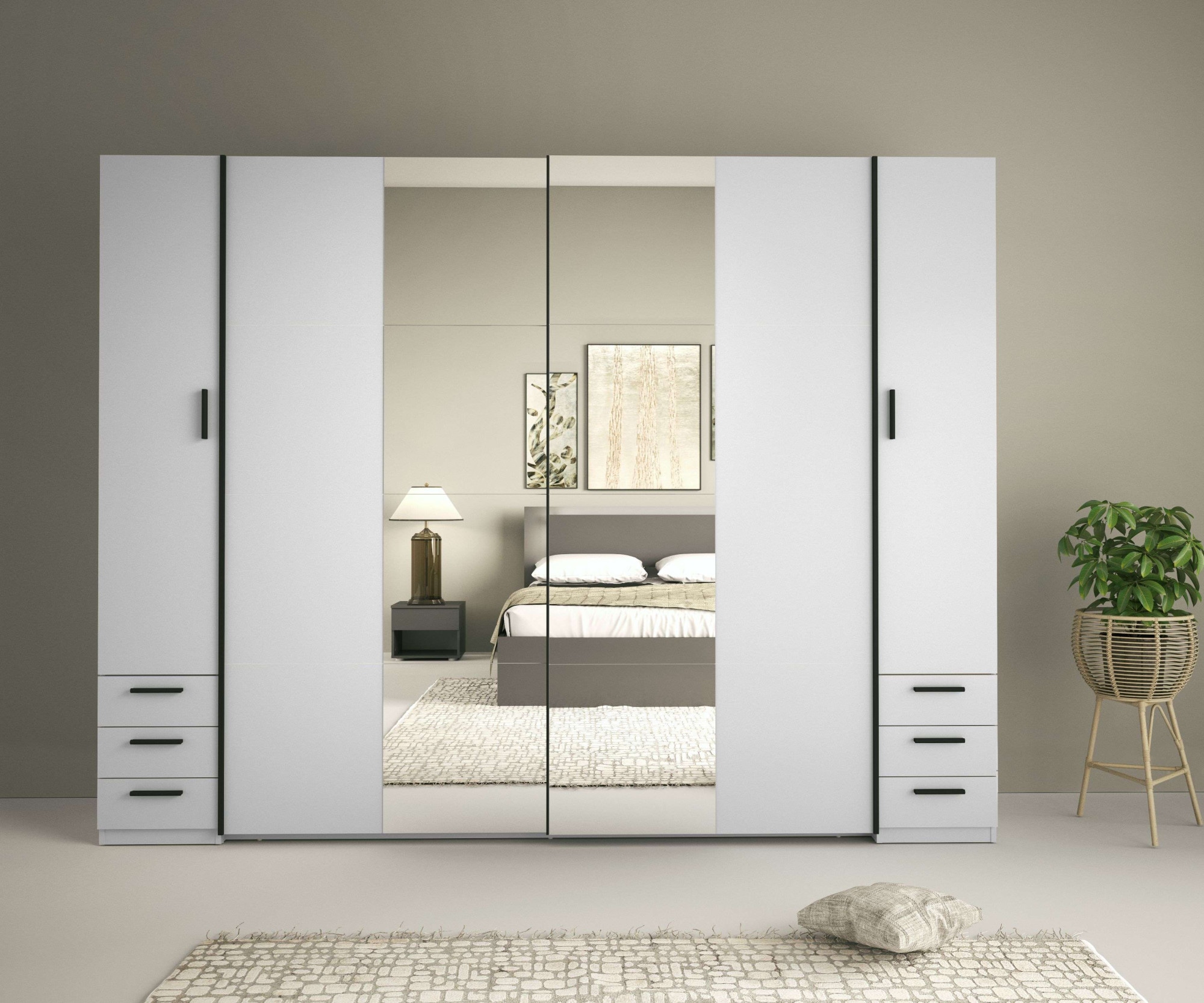 Home affaire Kleiderschrank »Antioch, FSC-zertifiziert, mit Dreh-UND Schiebetüren« B/T/H 270/61,4/207cm, inklusive Einlegeböden und Kleiderstangen, mit oder ohne Spiegel und Schubladen - YOUR Choice