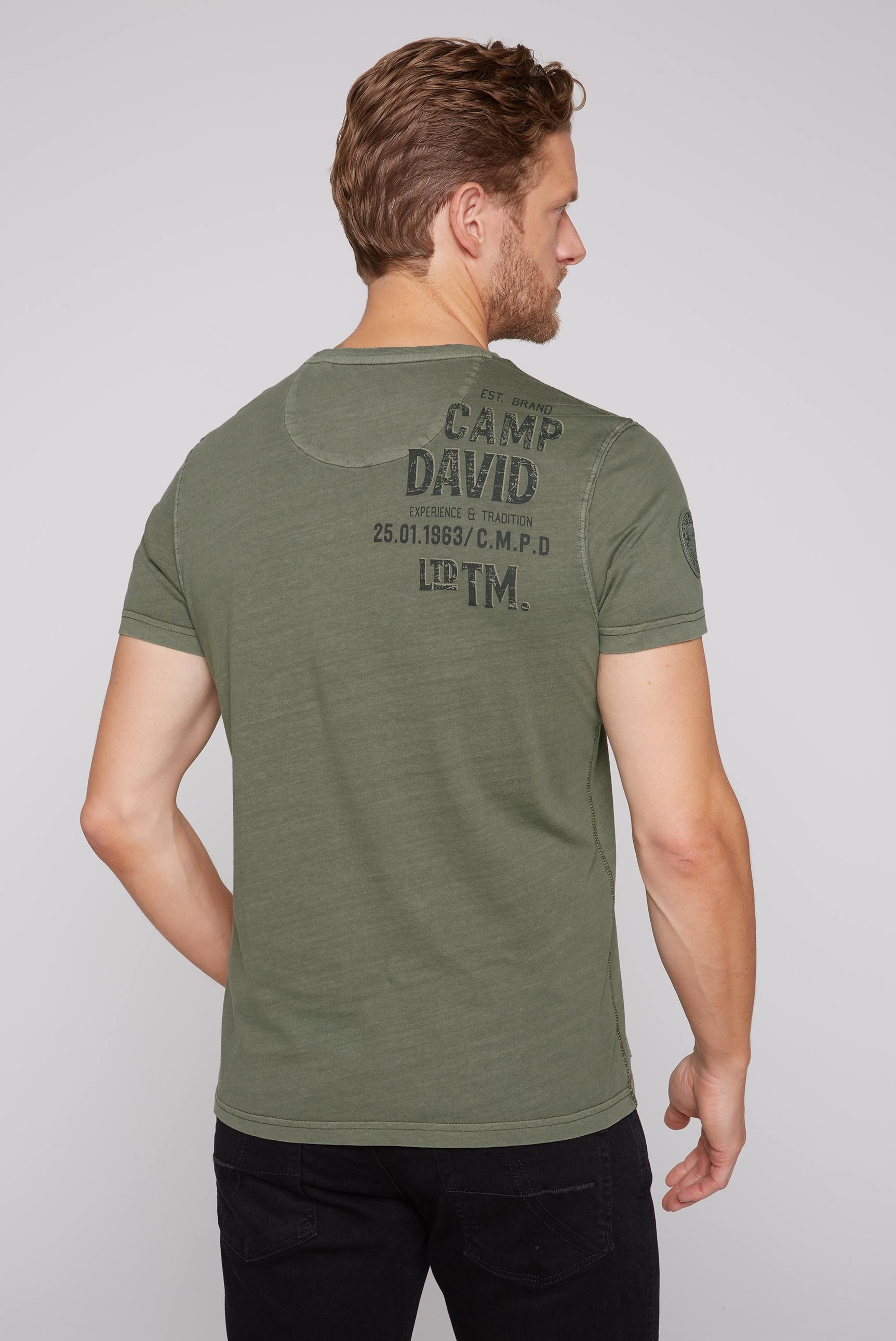 CAMP DAVID T-Shirt, mit Logo-Bestickung am Ärmel