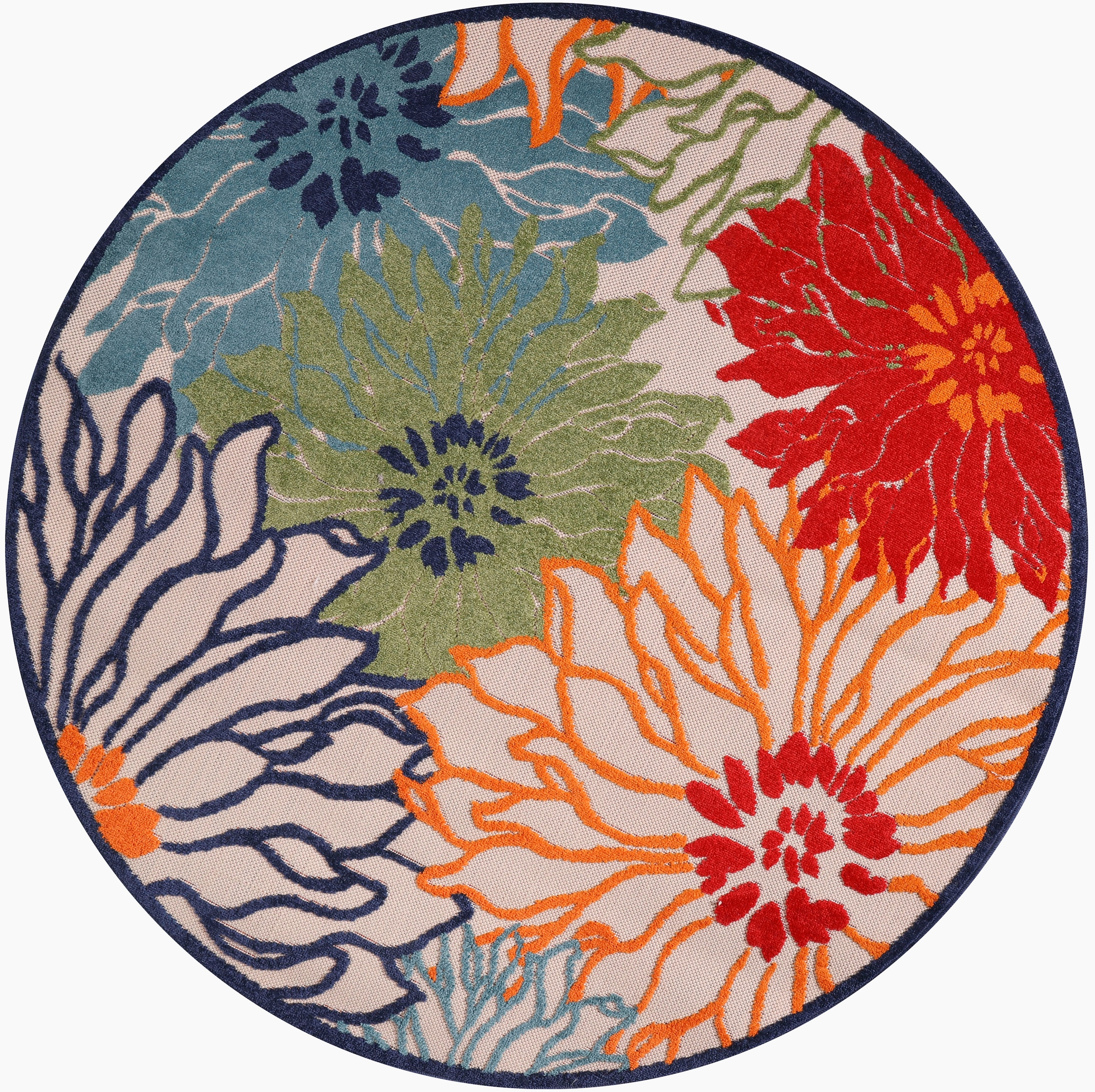 Sanat Teppich »Floral 2 Outdoor«, rund, 6 mm Höhe, In- und Outdoor geeignet, florales Design, Balkon, Terasse