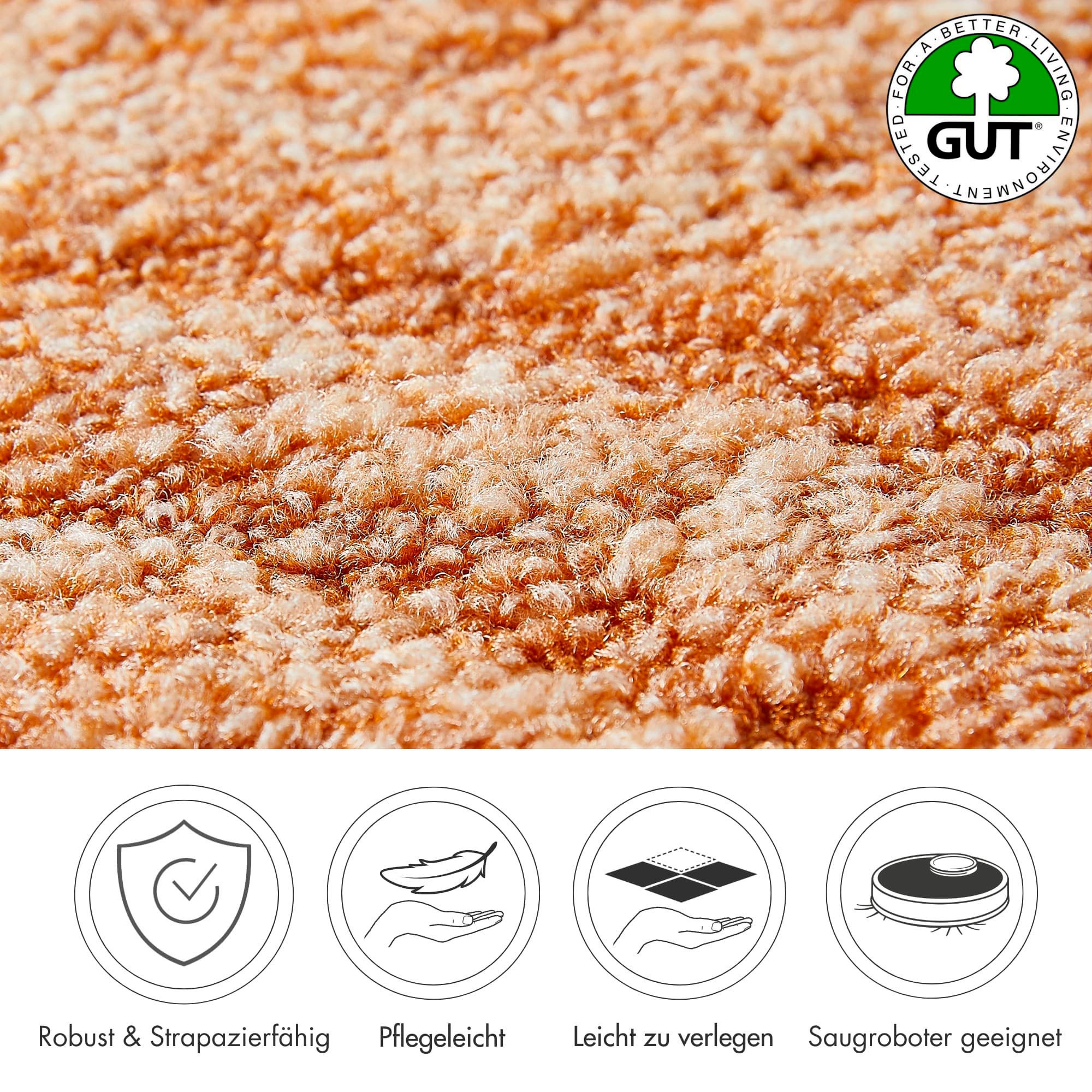 Andiamo Teppichboden »Amberg, Strukturschlinge, Made in Belgium«, rechteckig, 9 mm Höhe, Breite 200, 300, 400 oder 500 cm, Hoch-Tief Effekt, strapazierfähig
