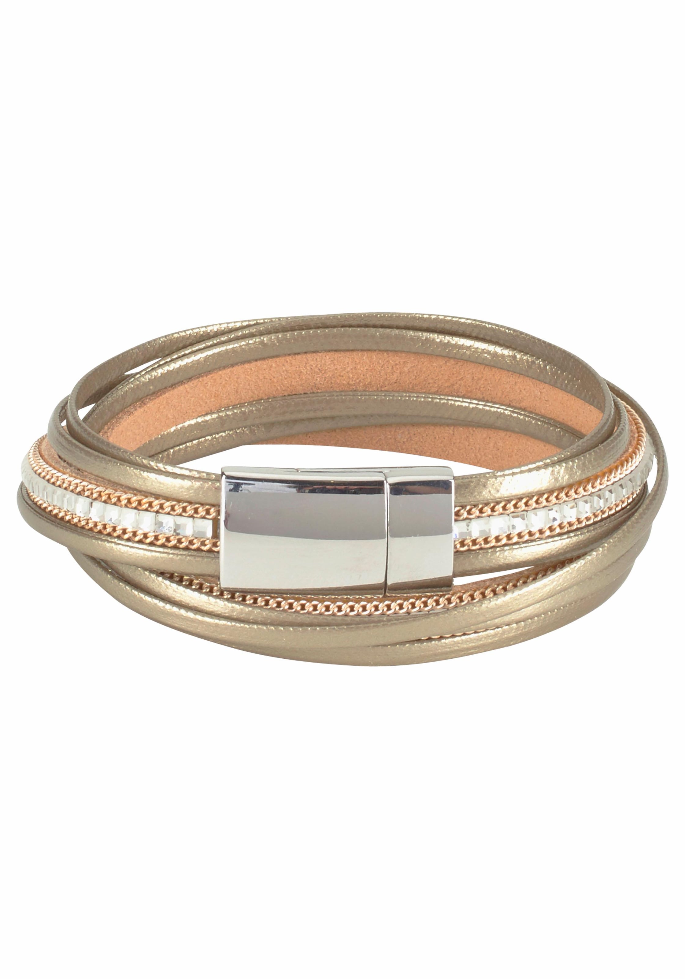 Firetti Wickelarmband »im Metallic Look«, mit Glasstein