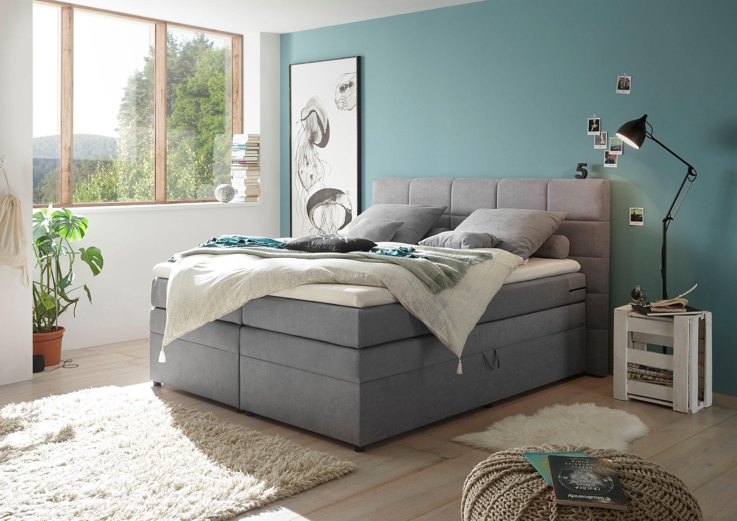 ED EXCITING DESIGN Boxspringbett »Tacoma«, inkl. Bettkasten und Topper