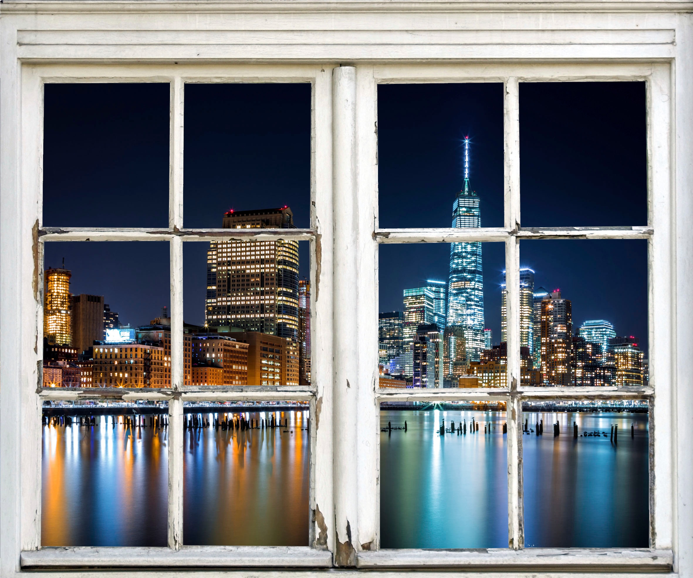 queence Wandsticker »New York am Wasser«, Wandsticker, Wandbild, selbstklebend, Amerika, Wasser