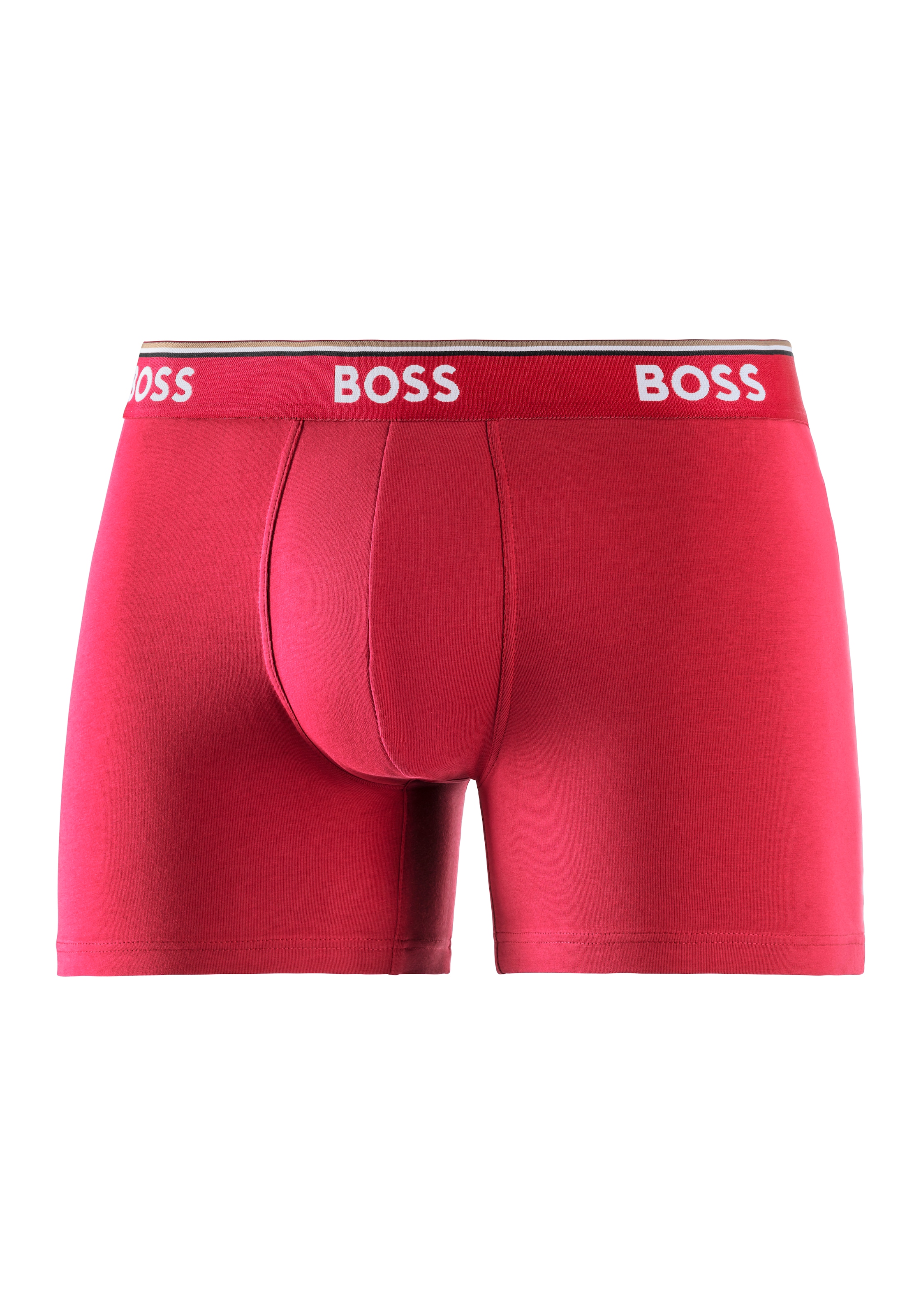 BOSS Langer Boxer »Boxer Brief 3P«, (Packung, 3er-Pack), mit farblich passendem Webbund